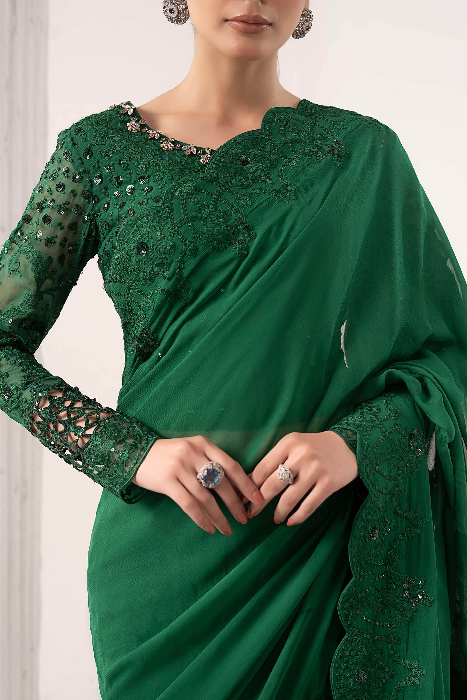 Embroidered Chiffon Saree