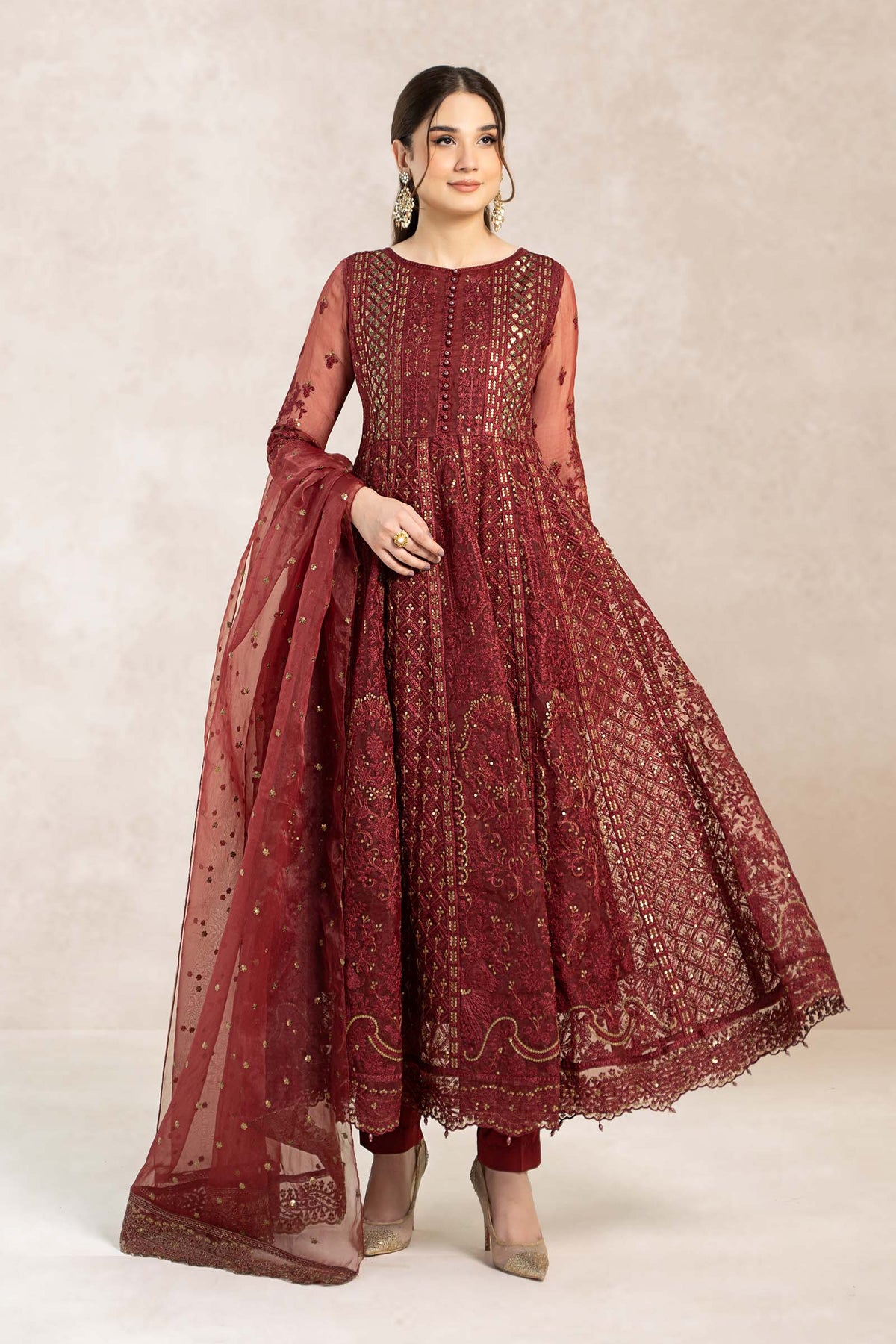 3 Piece Embroidered Frock | SF-EF22-01R1 – Maria.B. Designs (AE)
