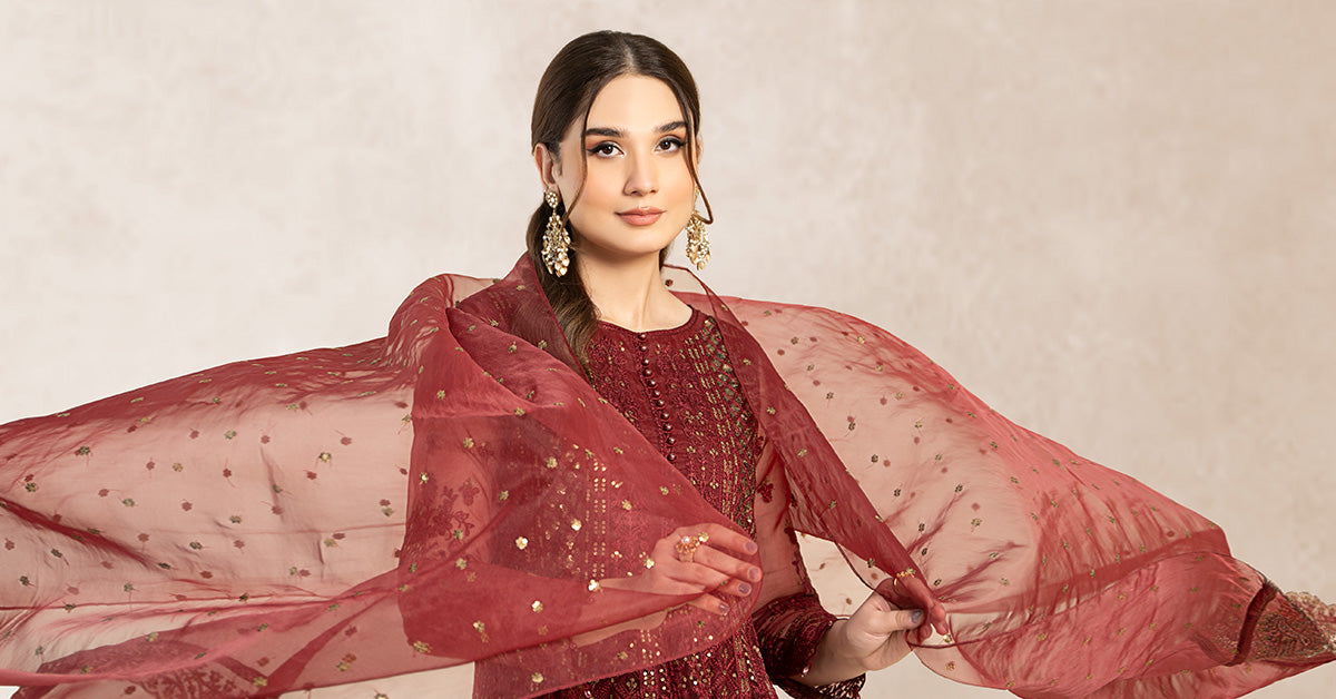 3 Piece Embroidered Frock