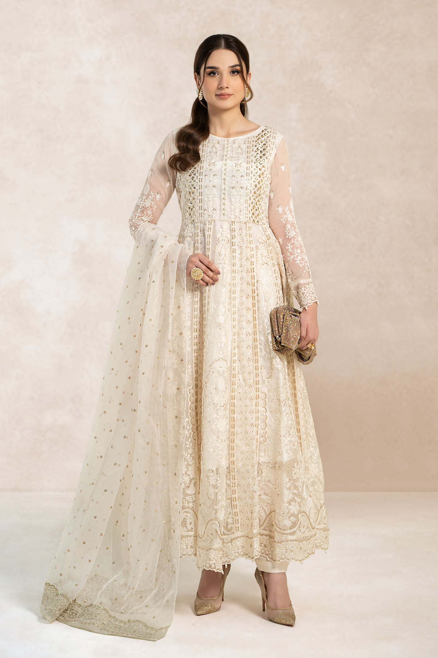 3 Piece Embroidered Frock