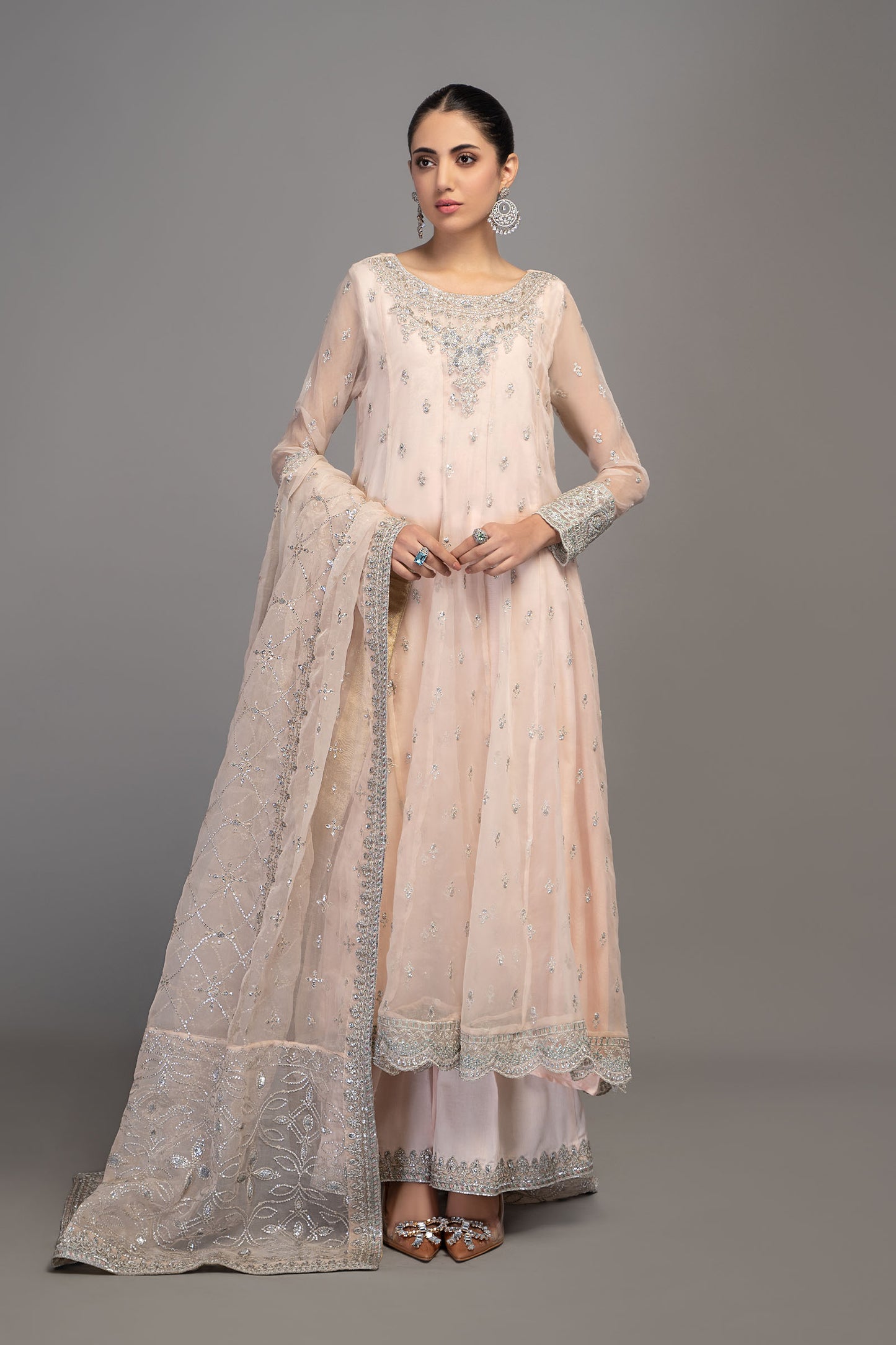 4 Piece Embroidered Frock