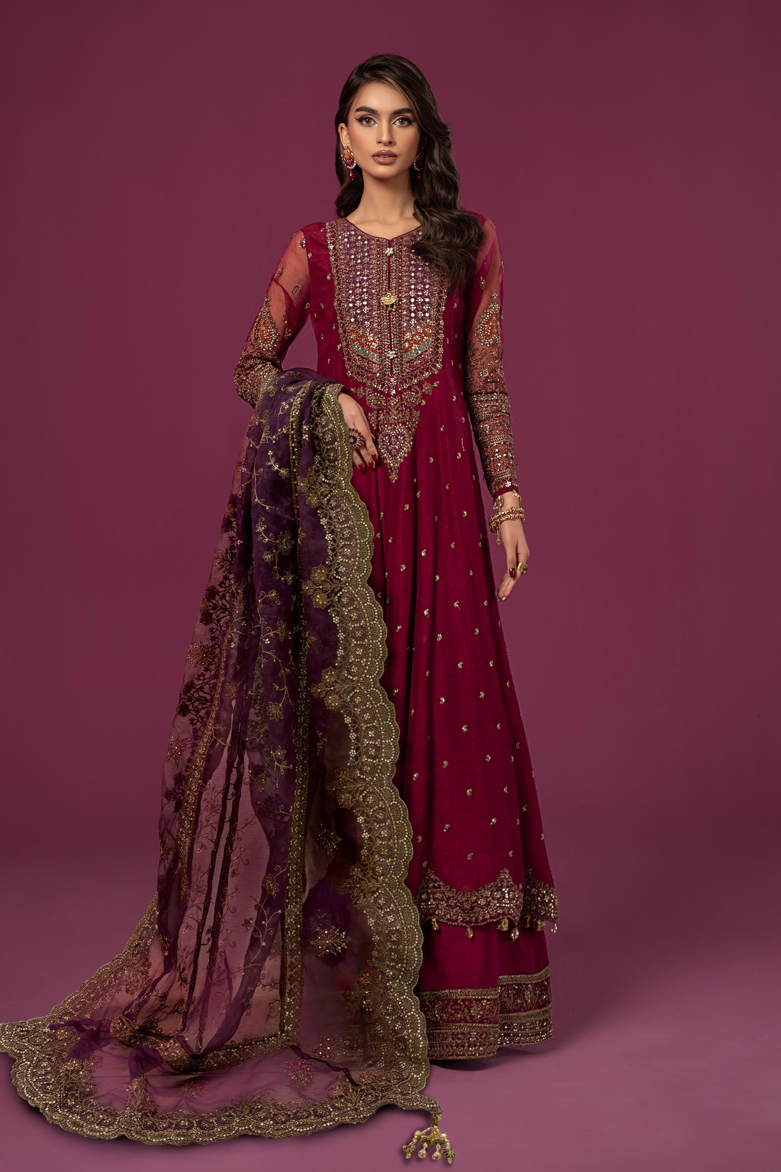 3 Piece Embroidered Raw Silk Suit