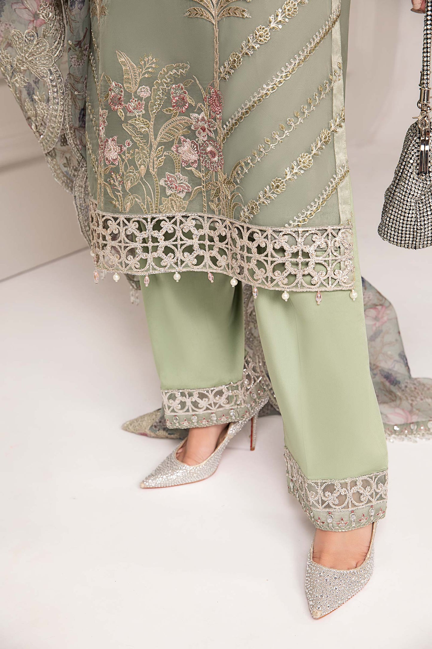 3 Piece Embroidered Organza Suit
