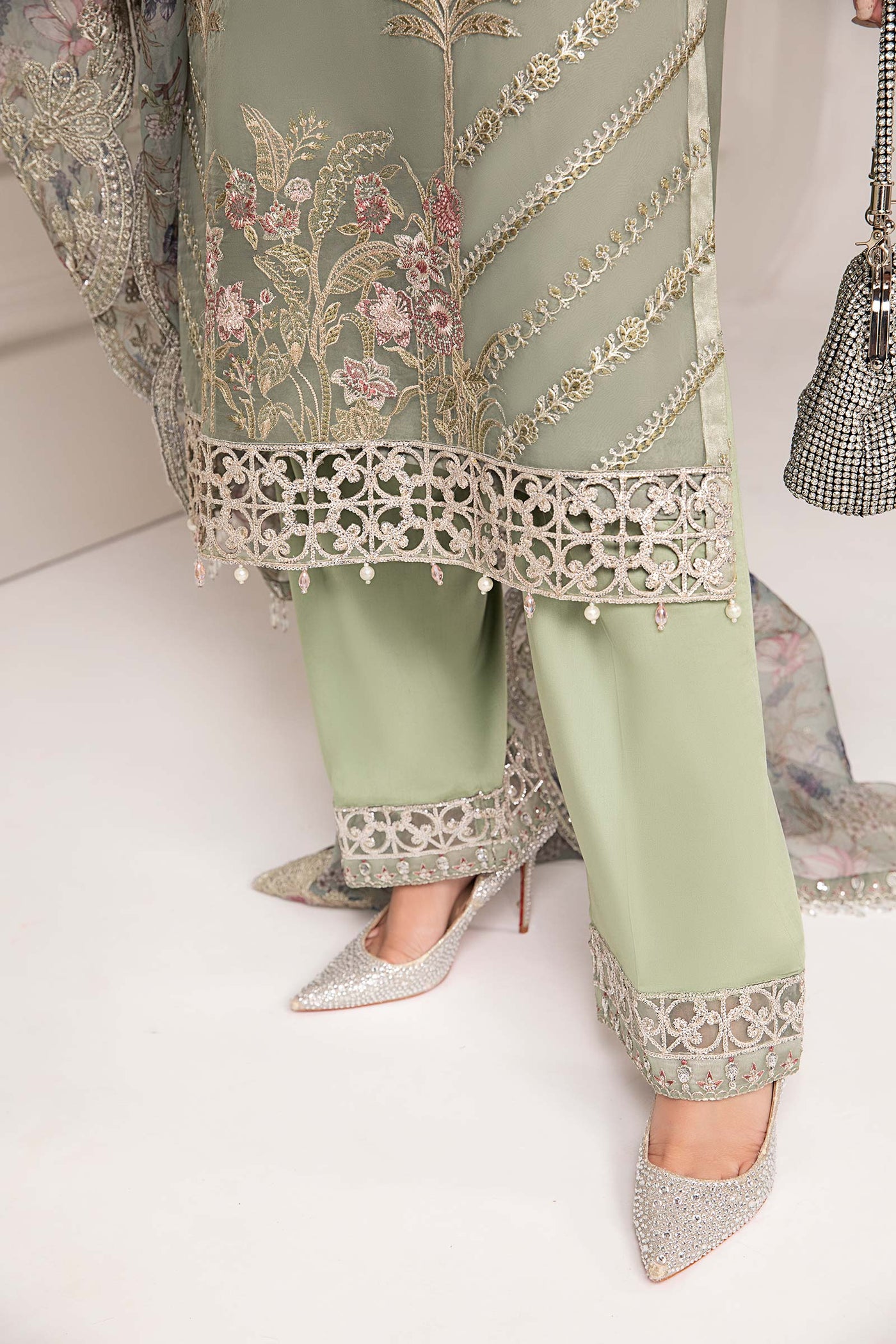 3 Piece Embroidered Organza Suit
