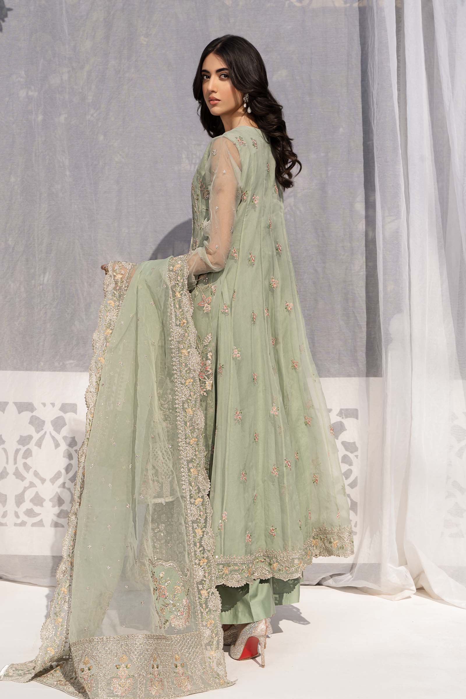 3 Piece Embroidered Organza Suit