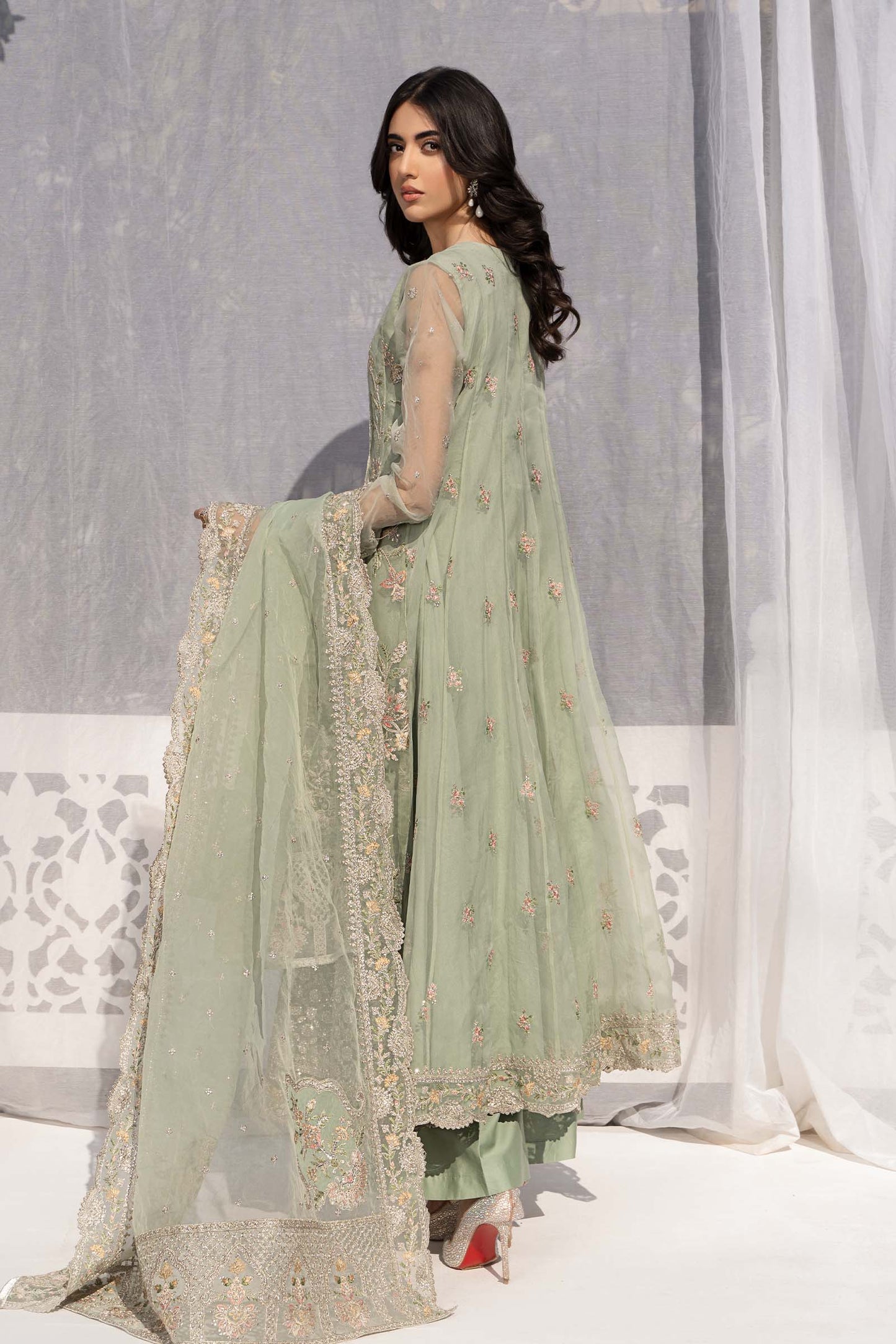 3 Piece Embroidered Organza Suit