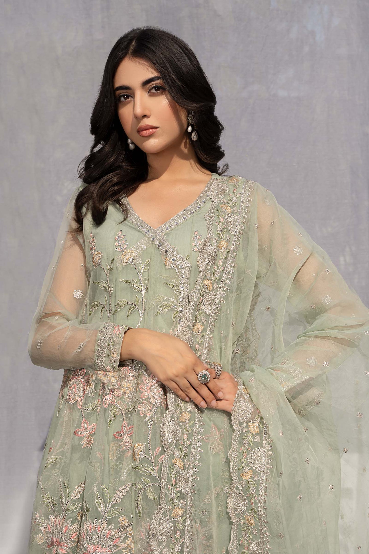 3 Piece Embroidered Organza Suit