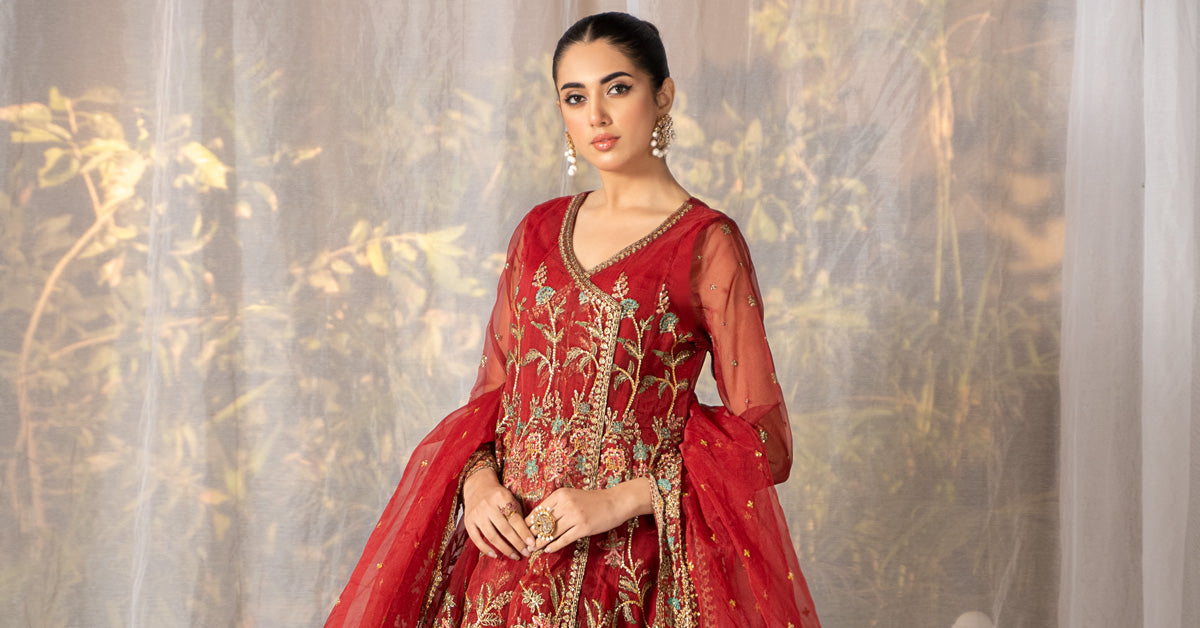 3 Piece Embroidered Organza Suit