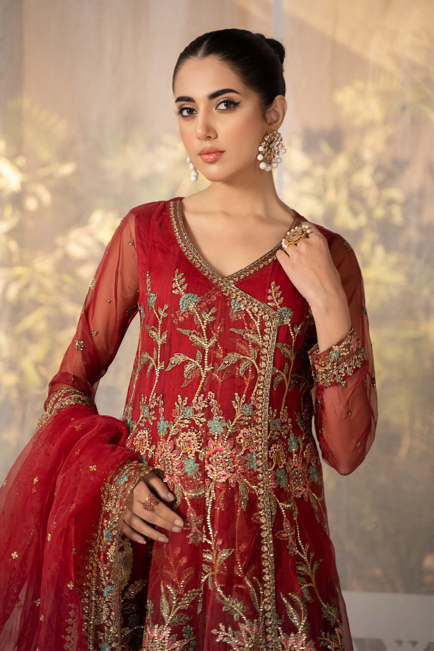 3 Piece Embroidered Organza Suit