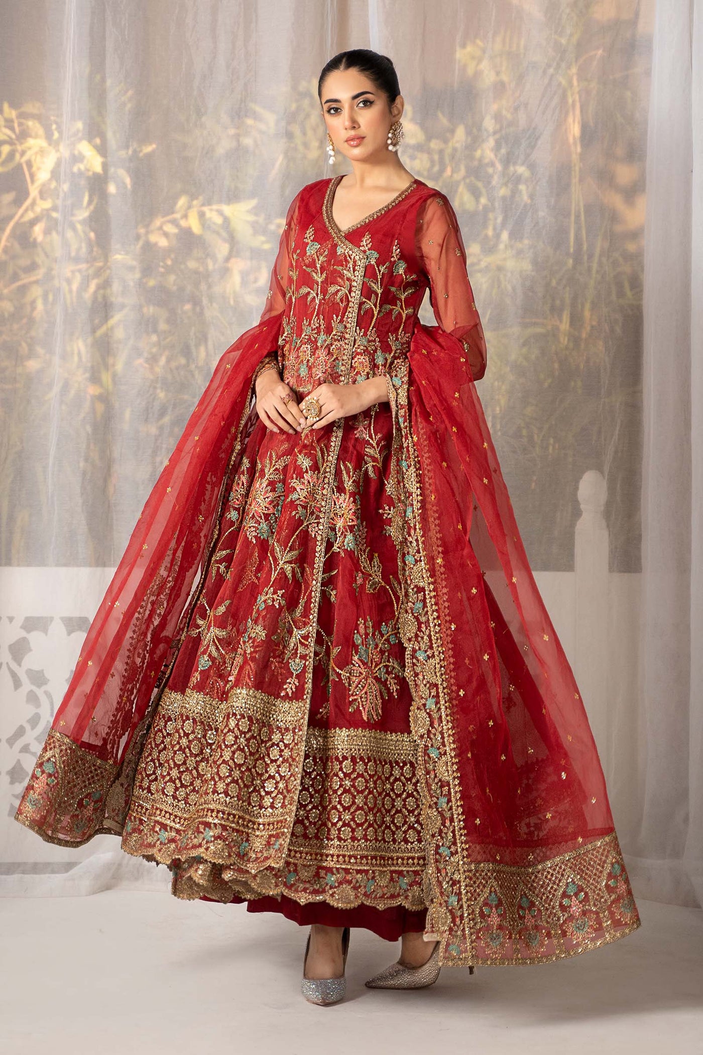 3 PIECE EMBROIDERED ORGANZA SUIT | SF-EF24-19