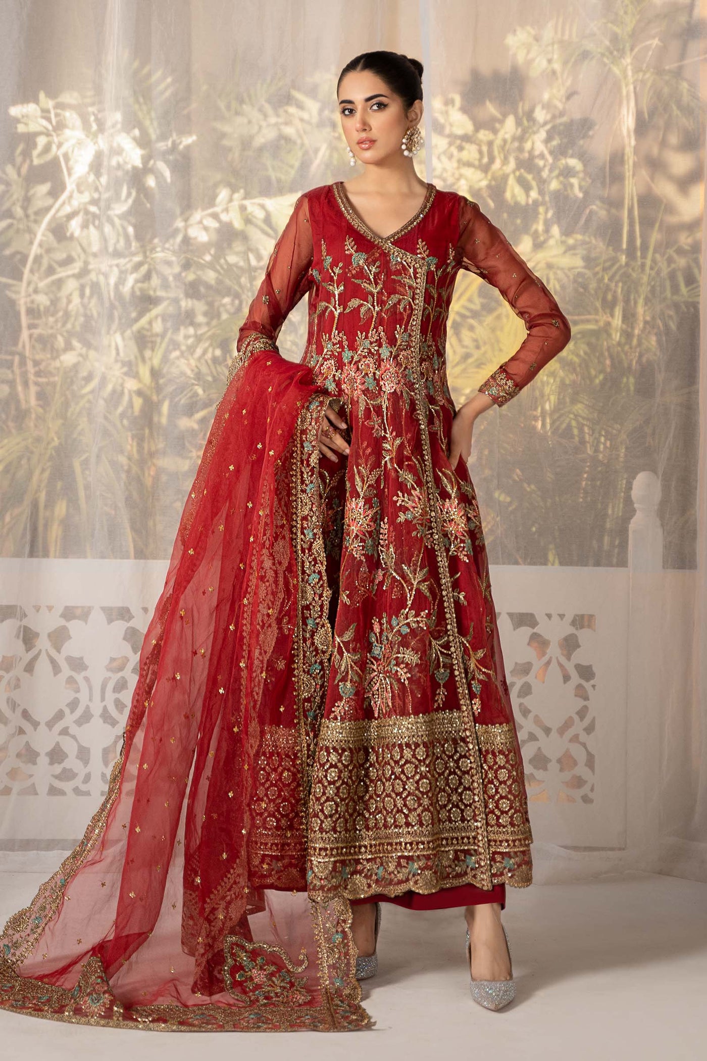 3 PIECE EMBROIDERED ORGANZA SUIT | SF-EF24-19