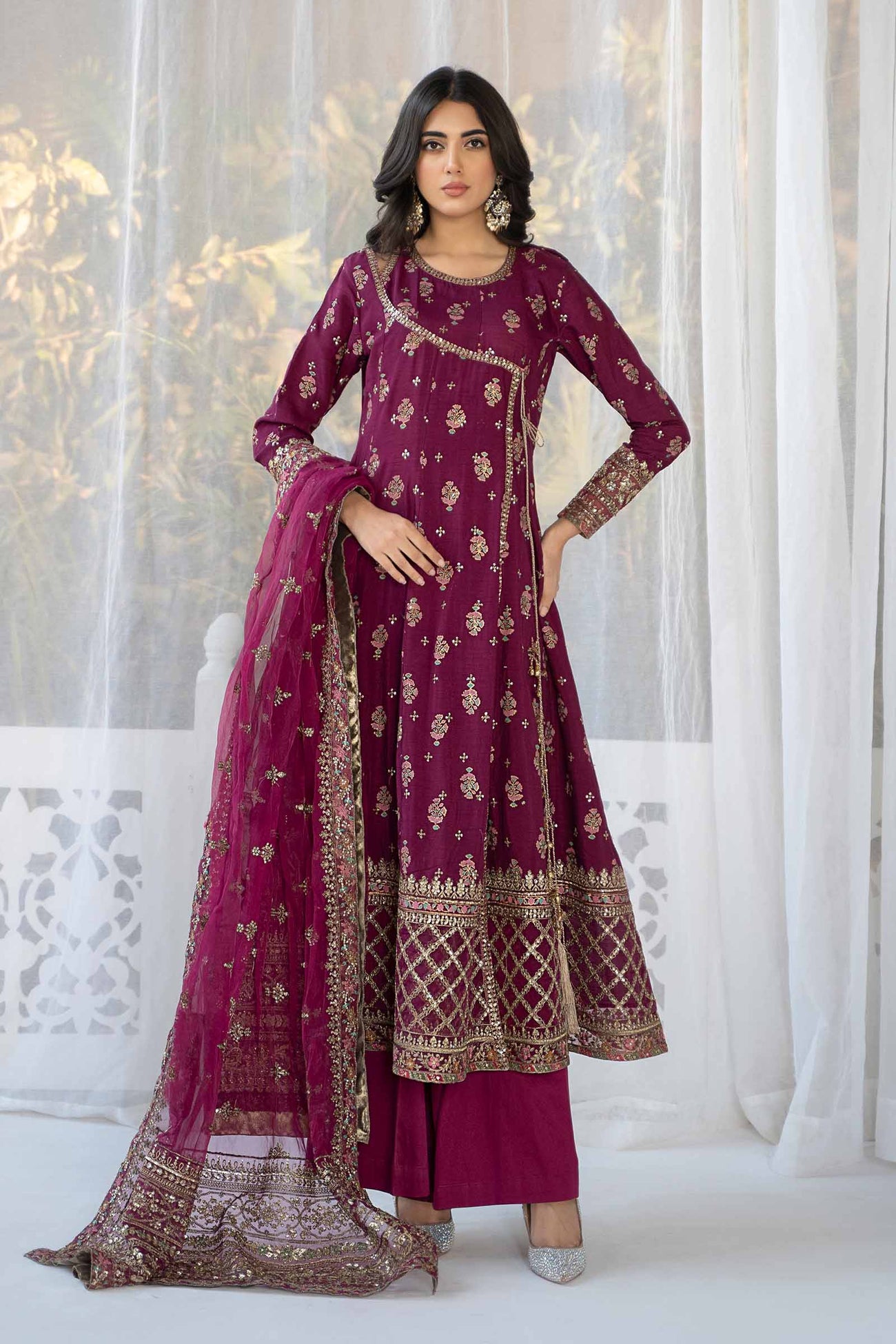 3 Piece Printed Raw Silk Suit