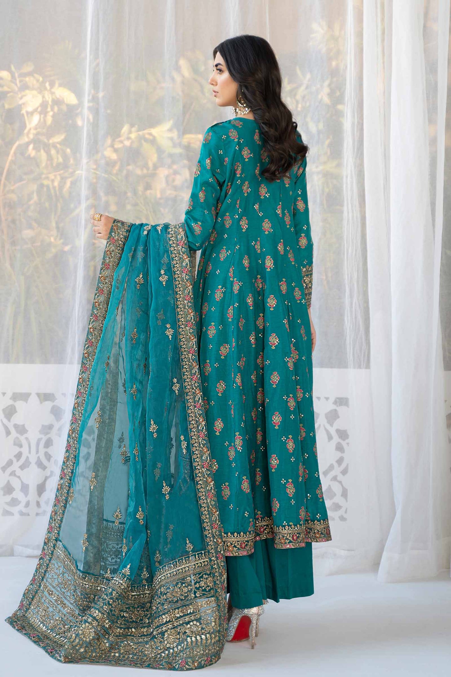 3 Piece Printed Raw Silk Suit