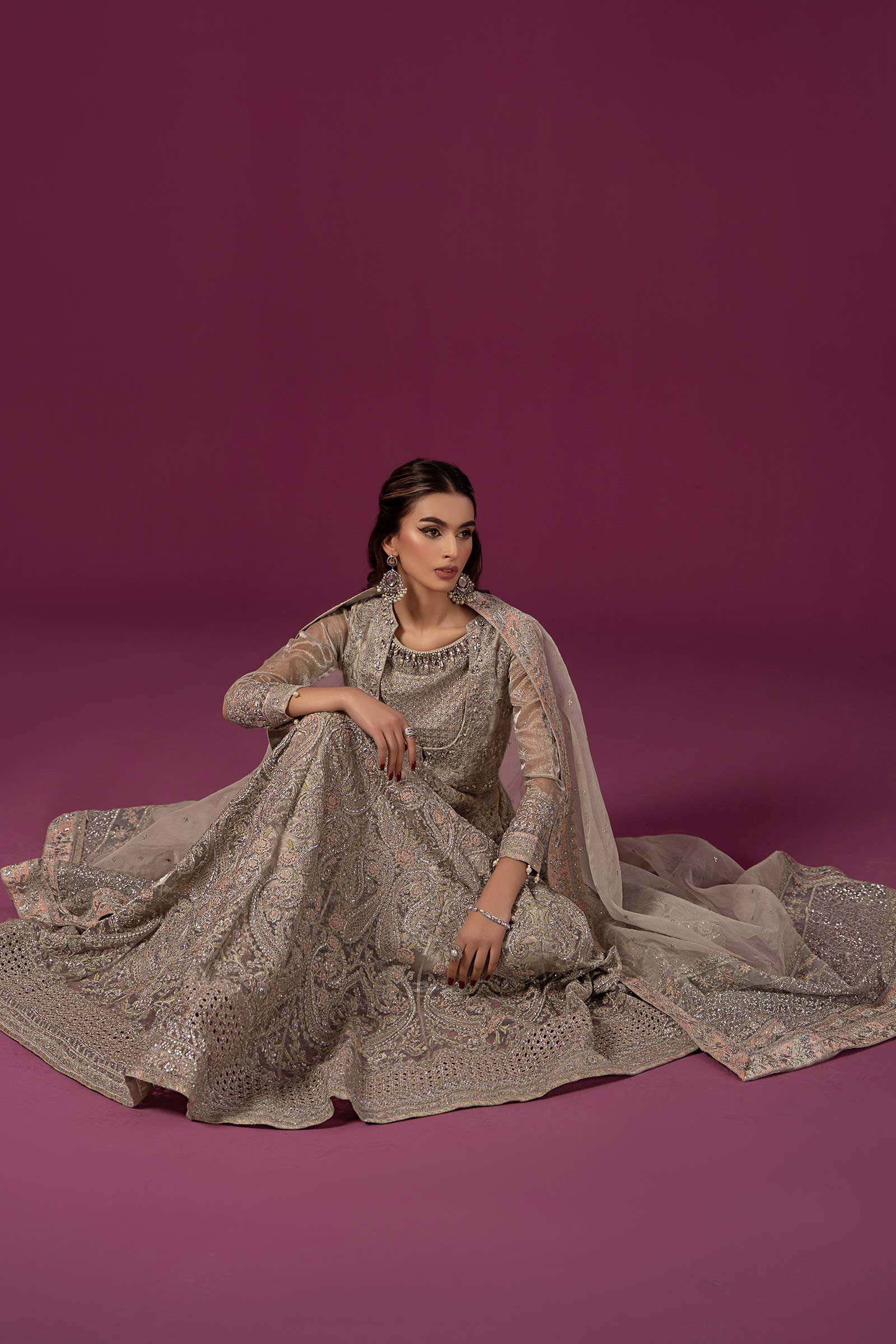 3 Piece Embroidered Net Suit
