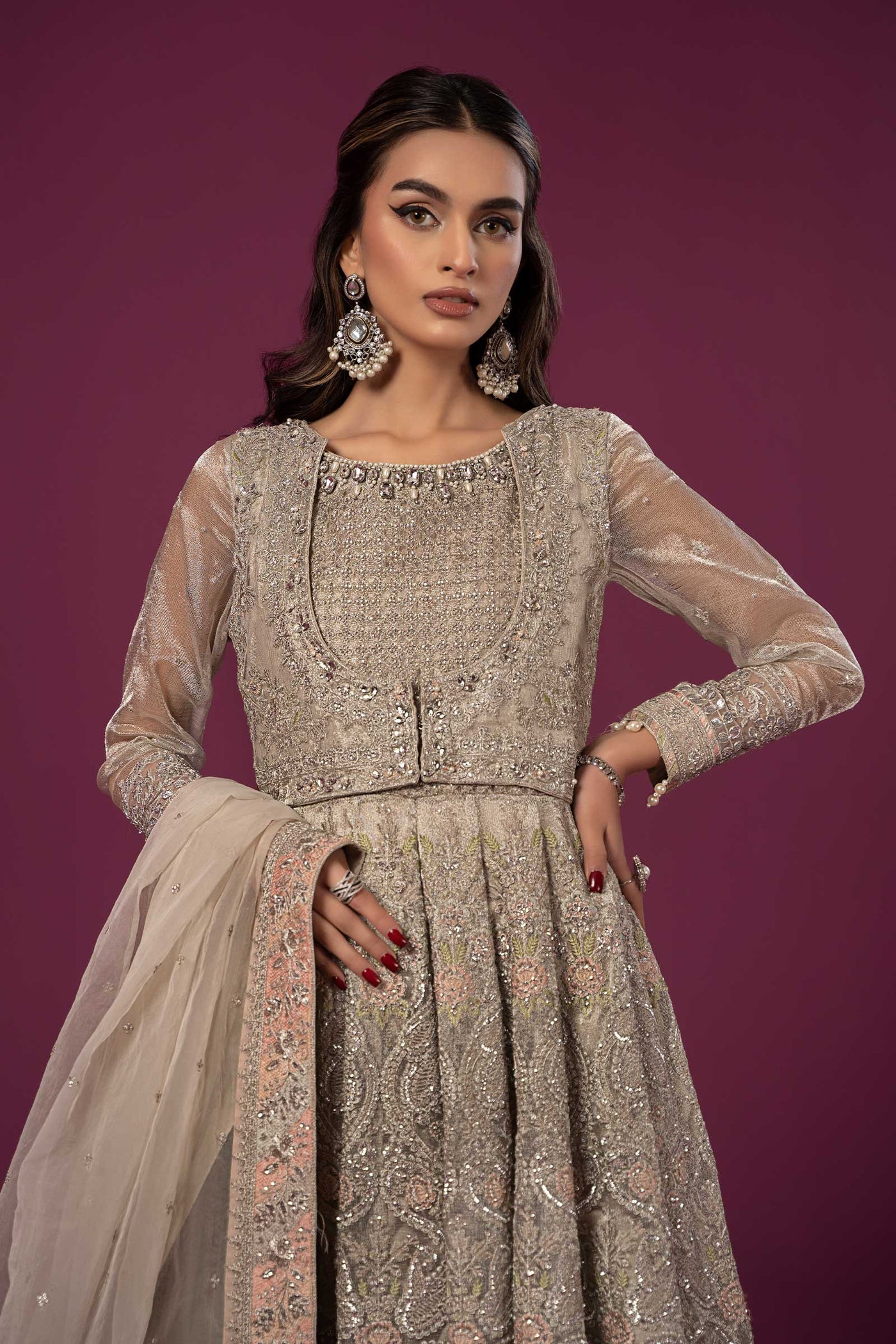 3 PIECE EMBROIDERED NET SUIT | SF-EF24-25