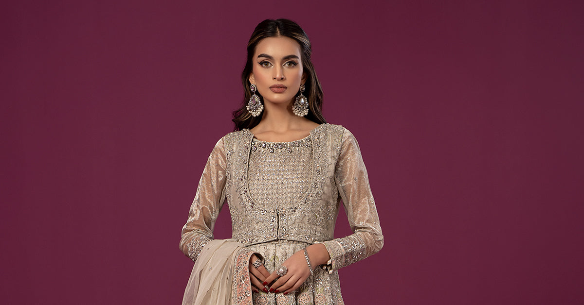 3 Piece Embroidered Net Suit
