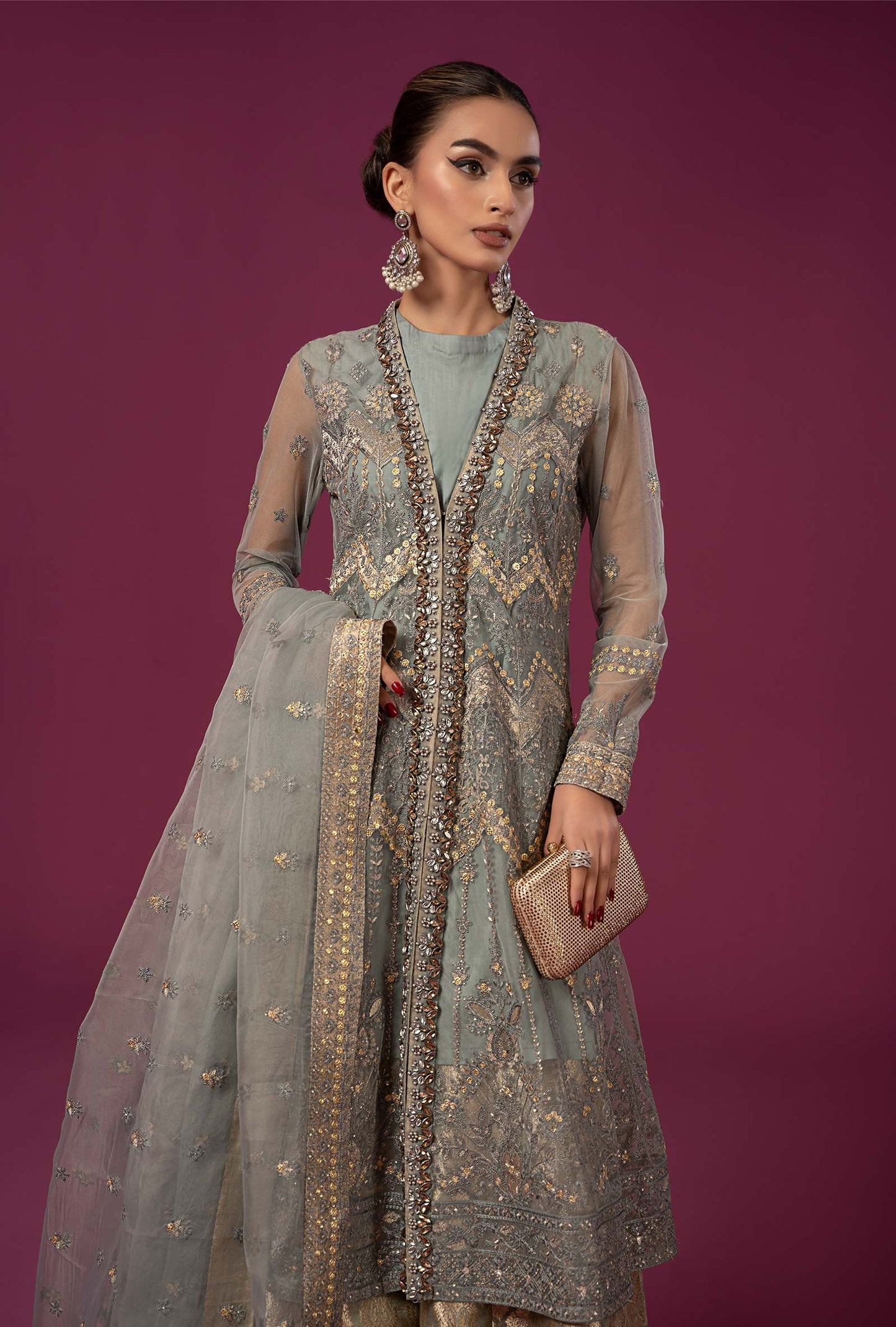 3 Piece Embroidered Net Suit