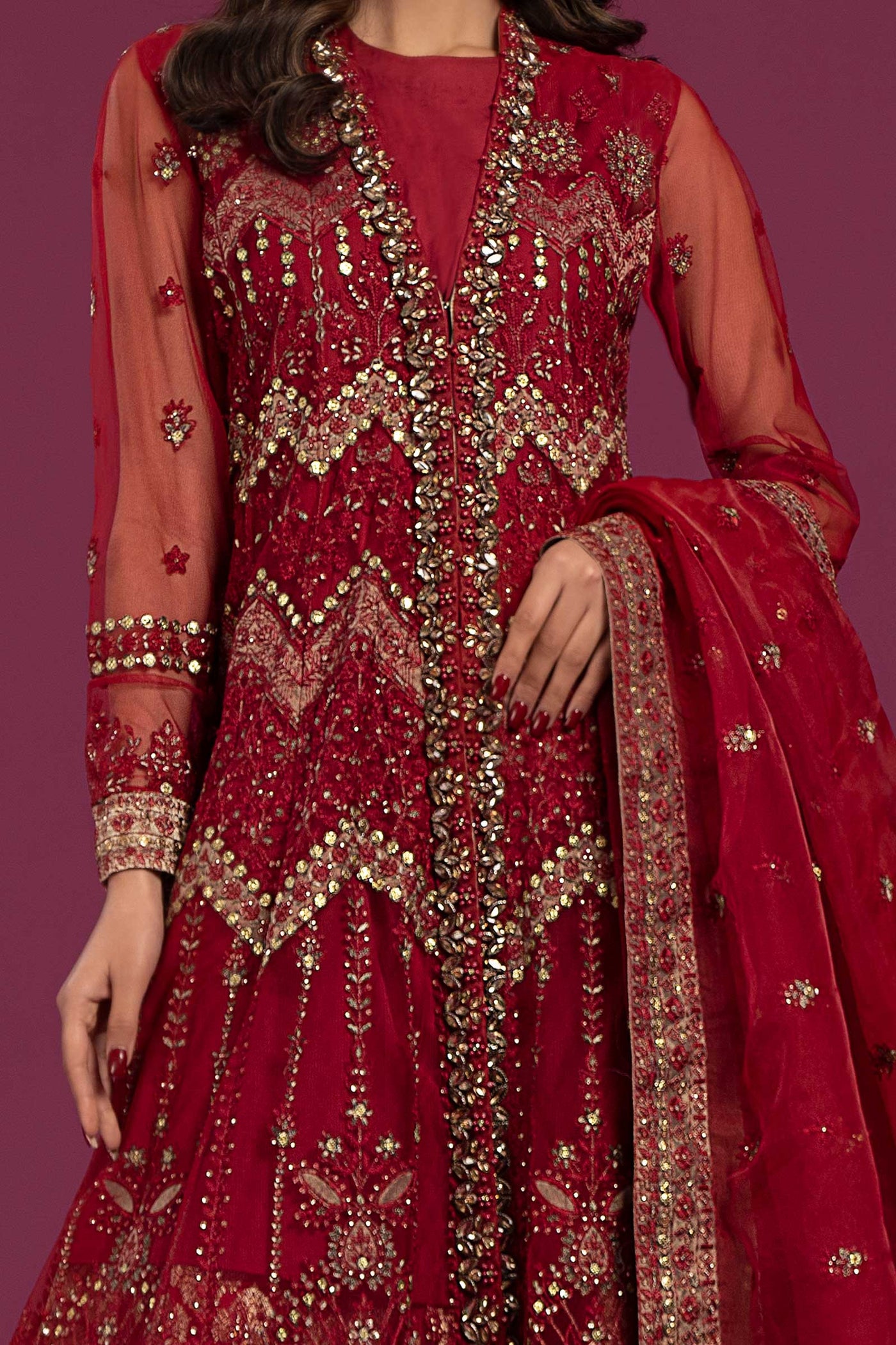 3 PIECE EMBROIDERED NET SUIT | SF-EF24-28