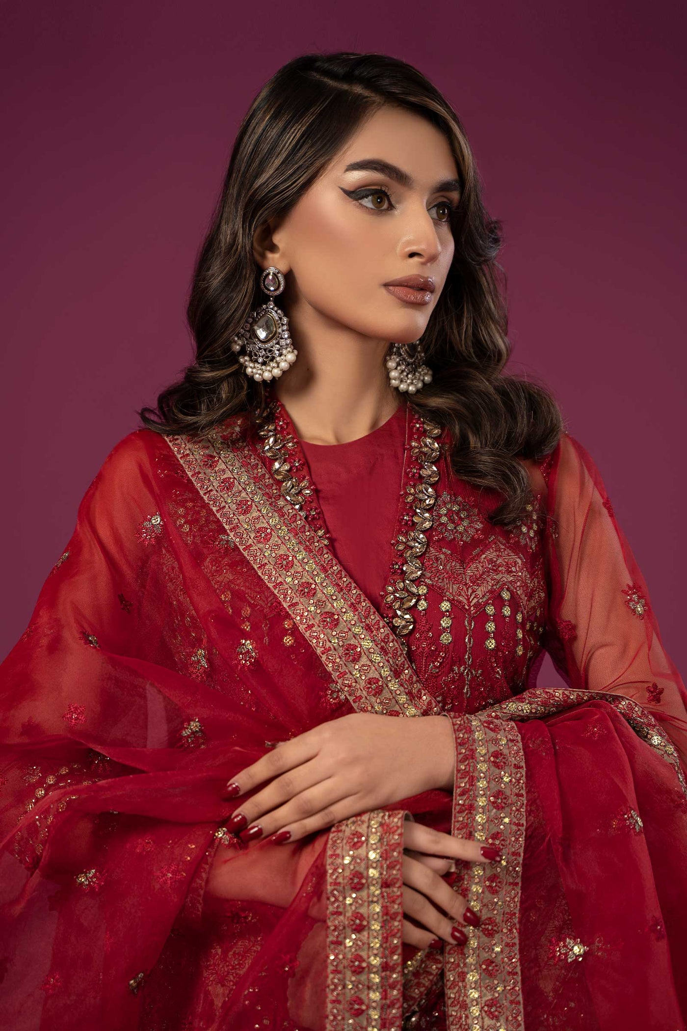 3 PIECE EMBROIDERED NET SUIT | SF-EF24-28