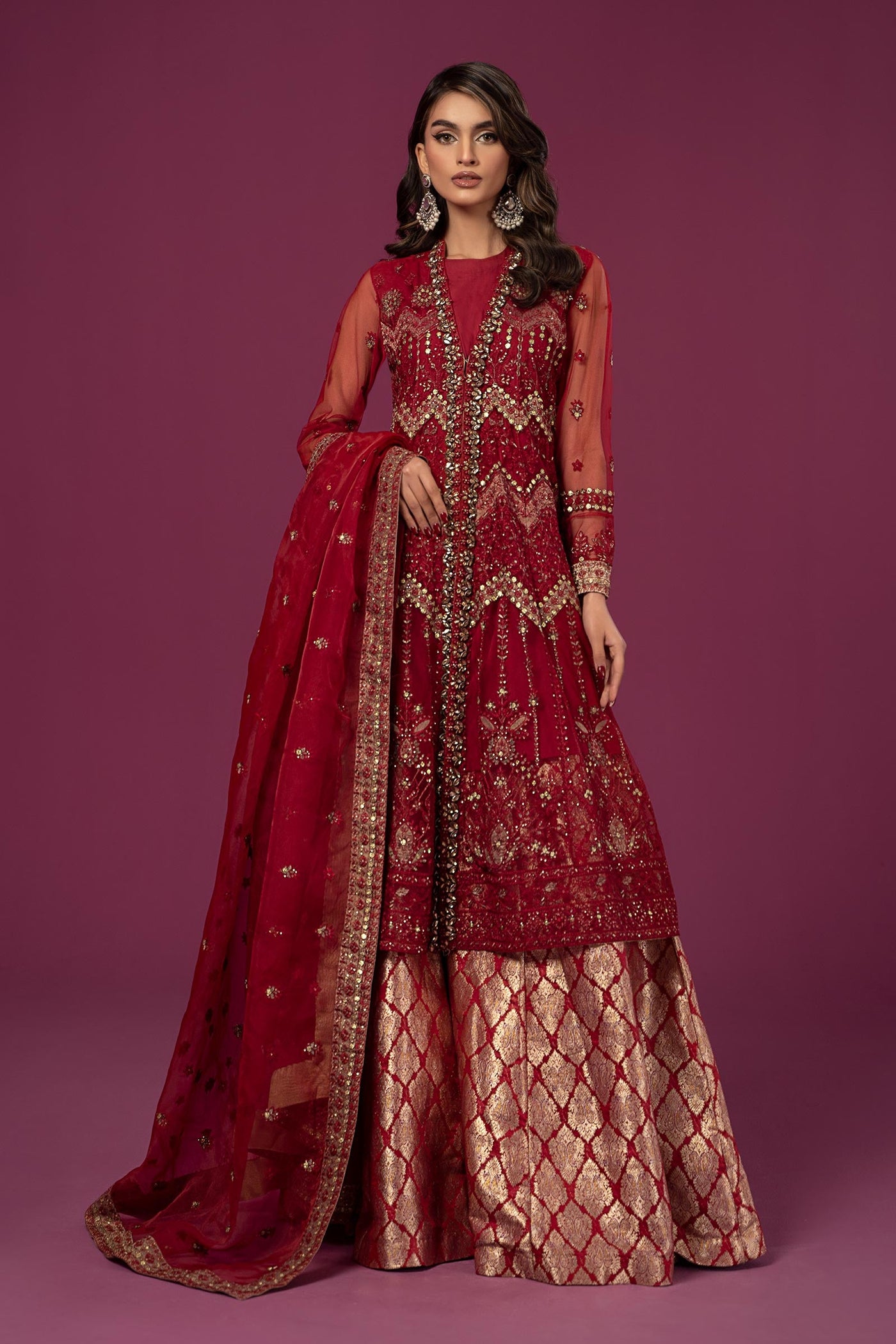 3 PIECE EMBROIDERED NET SUIT | SF-EF24-28