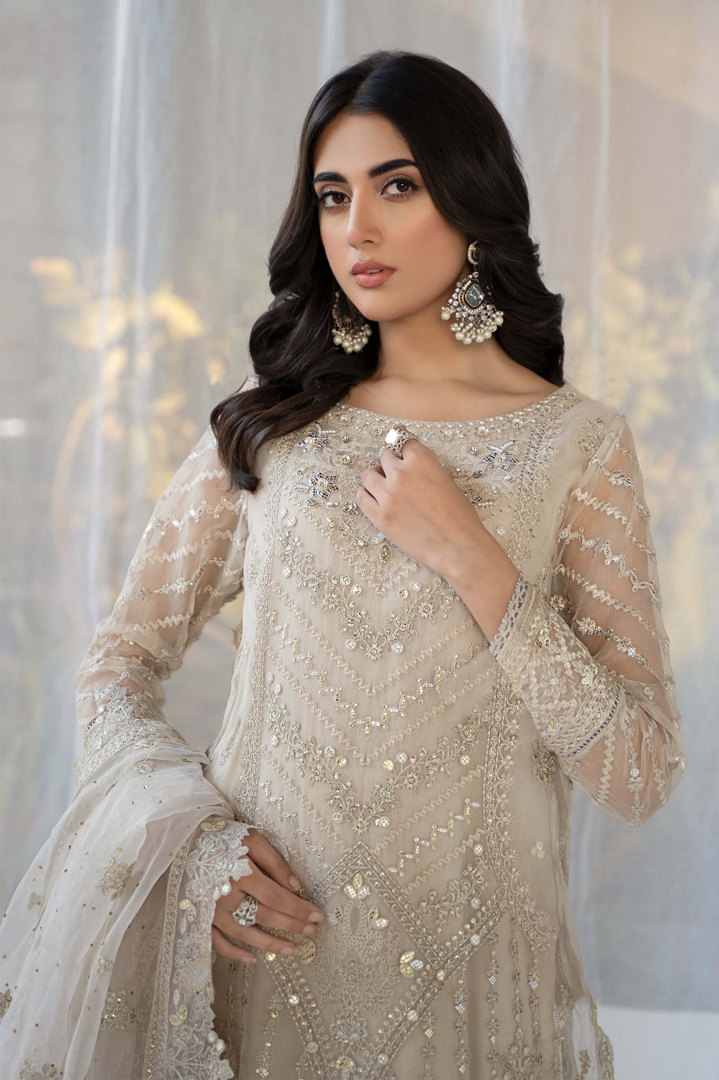 3 Piece Embroidered Organza Suit