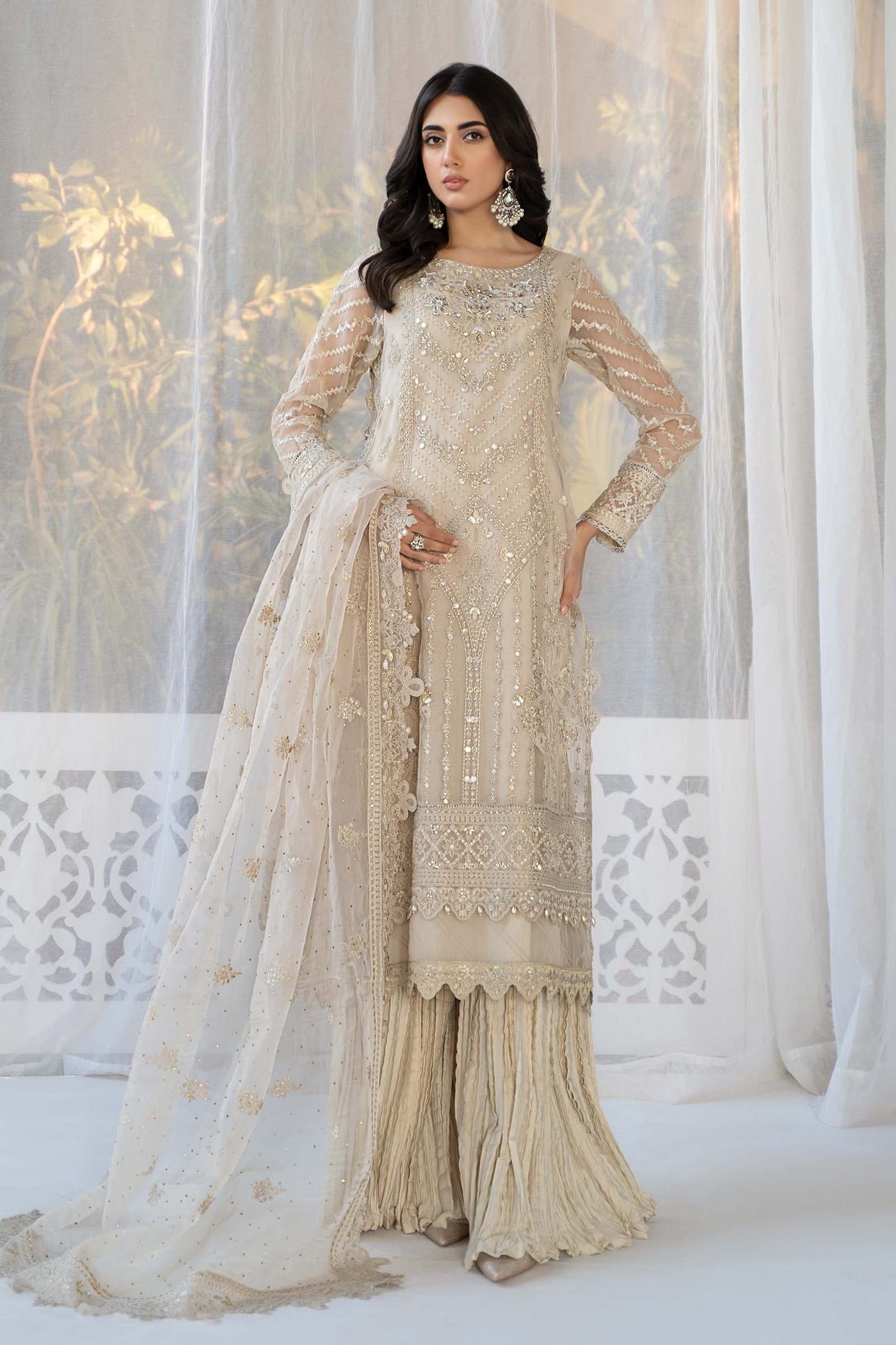3 PIECE EMBROIDERED ORGANZA SUIT | SF-EF24-29