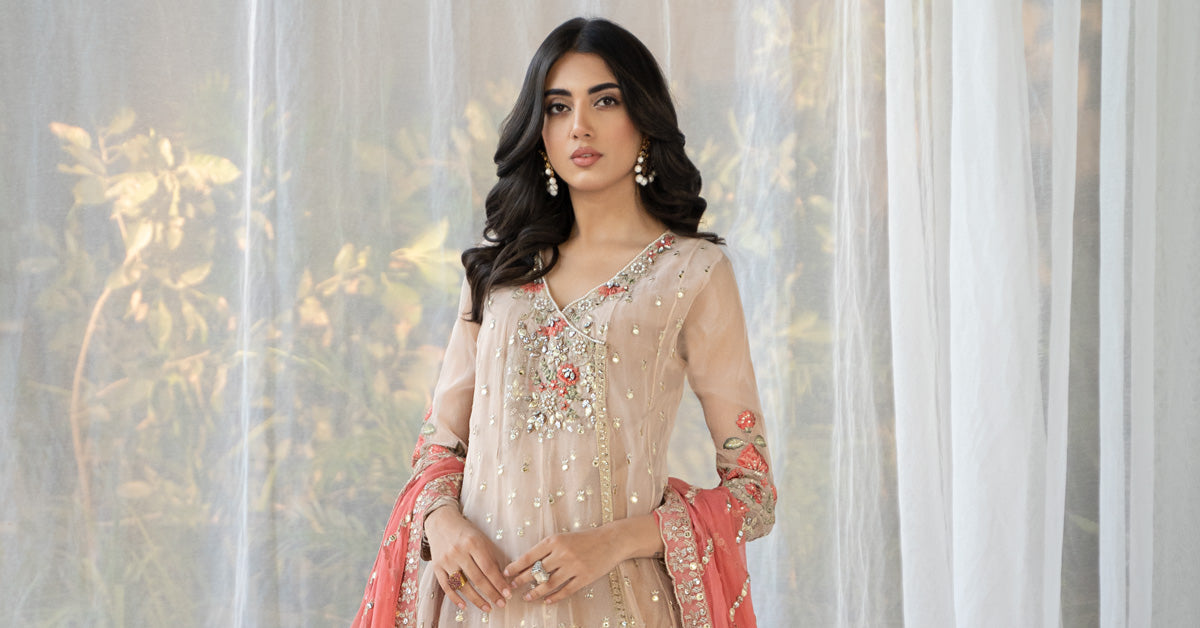 3 Piece Embroidered Organza Suit