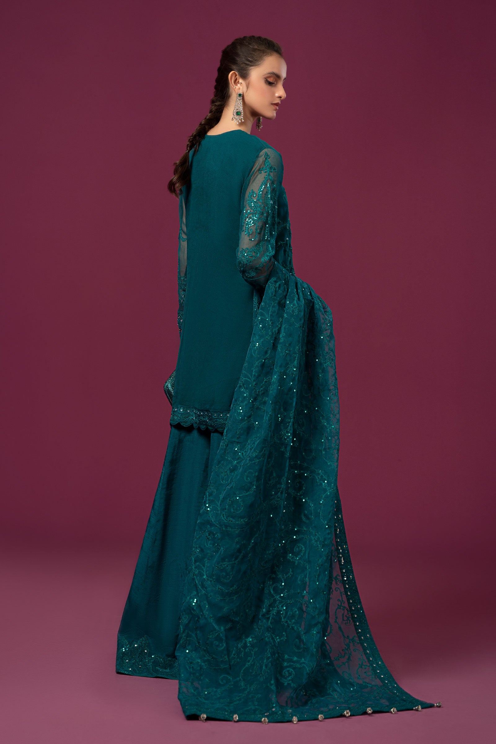 3 Piece Embroidered Organza Suit