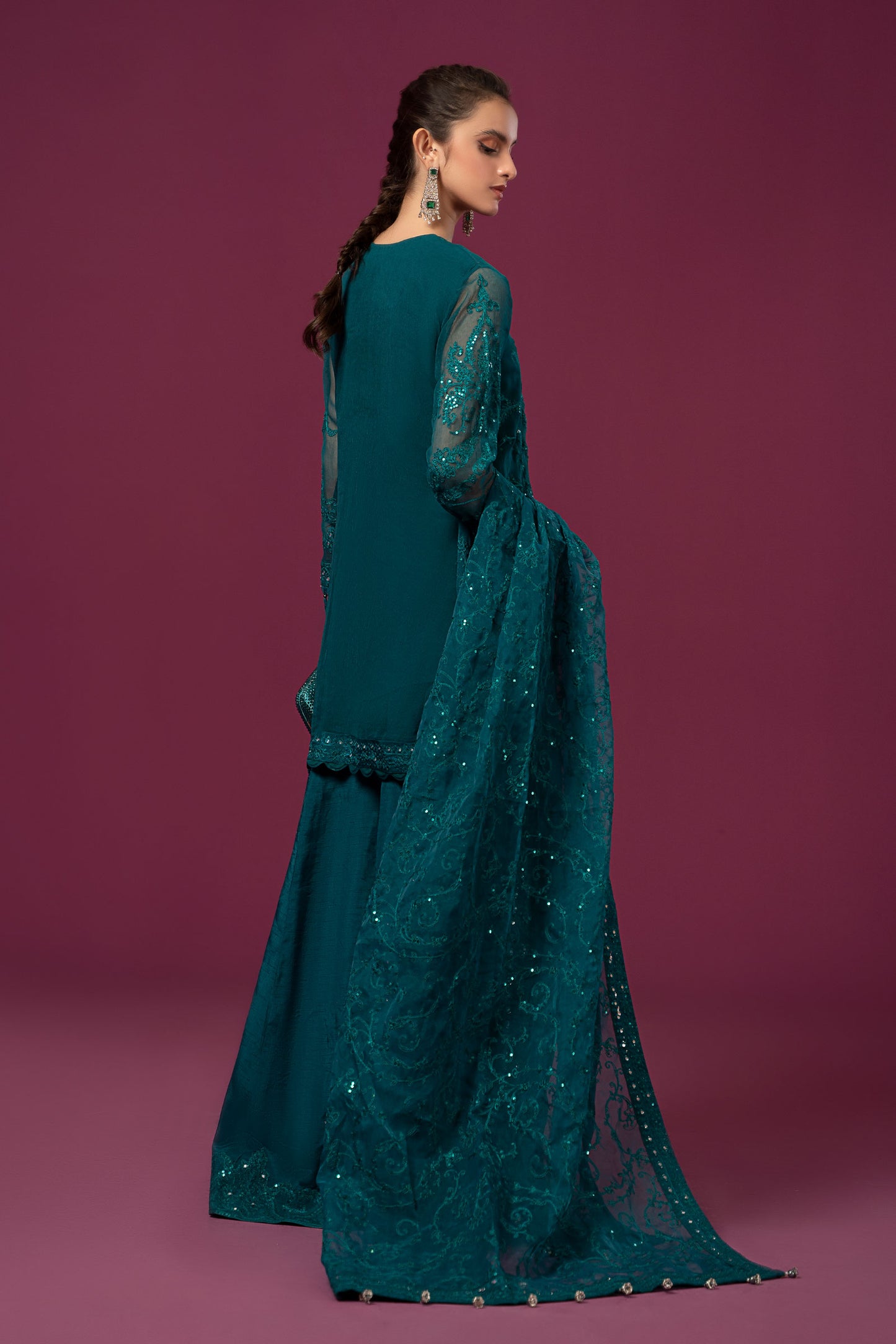 3 Piece Embroidered Organza Suit