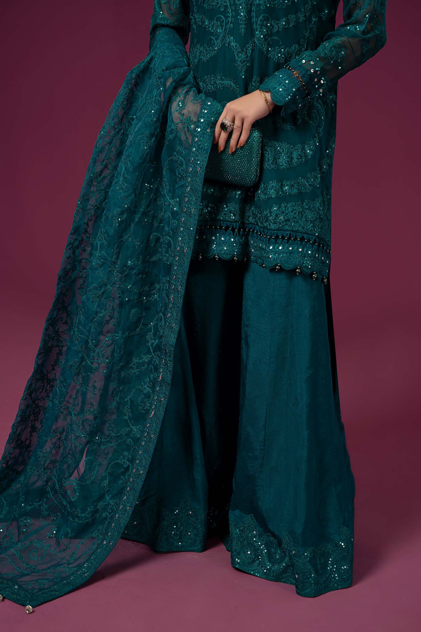 3 Piece Embroidered Organza Suit