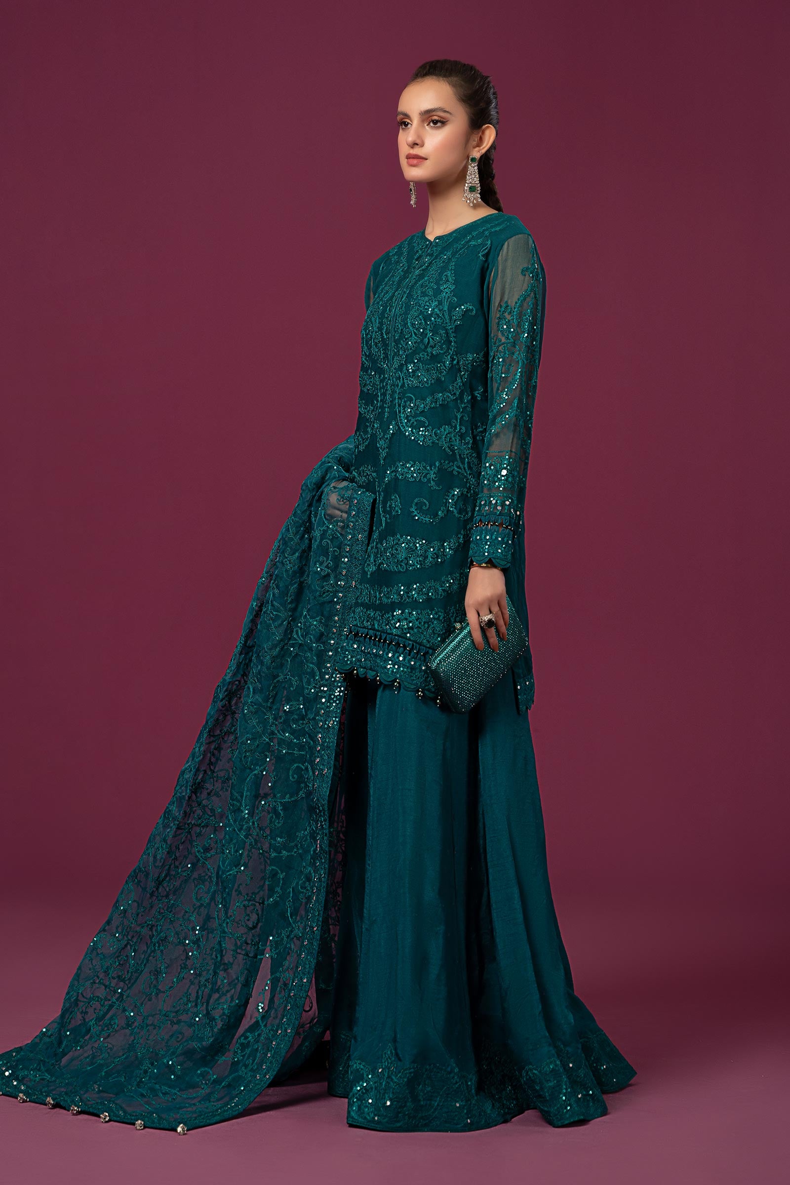 3 Piece Embroidered Organza Suit