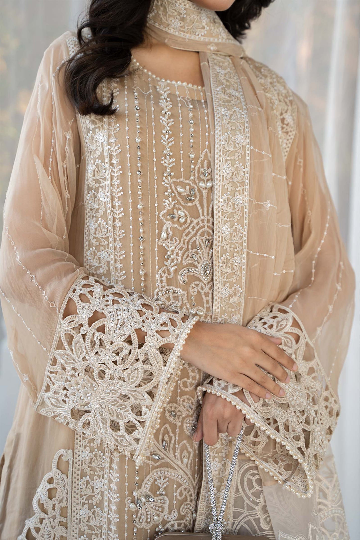 3 Piece Embroidered Chiffon Suit