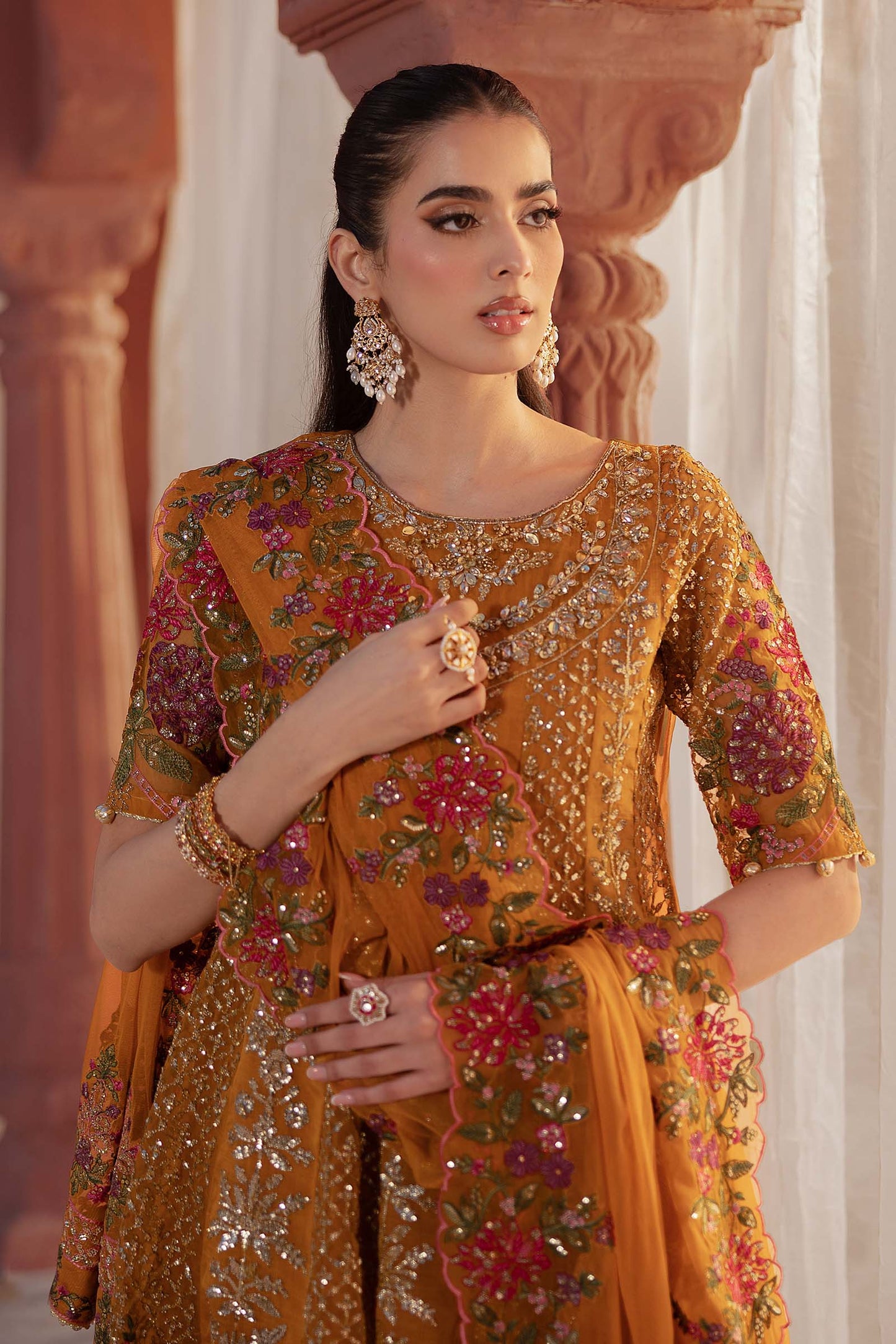 3 Piece Embroidered Organza Suit