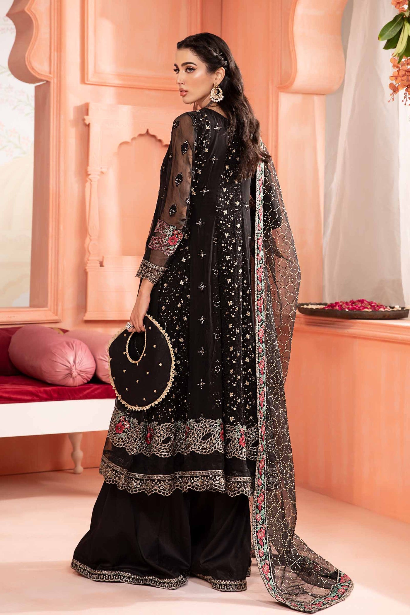 3 Piece Embroidered Bamber Chiffon Suit | SF-PF24-01