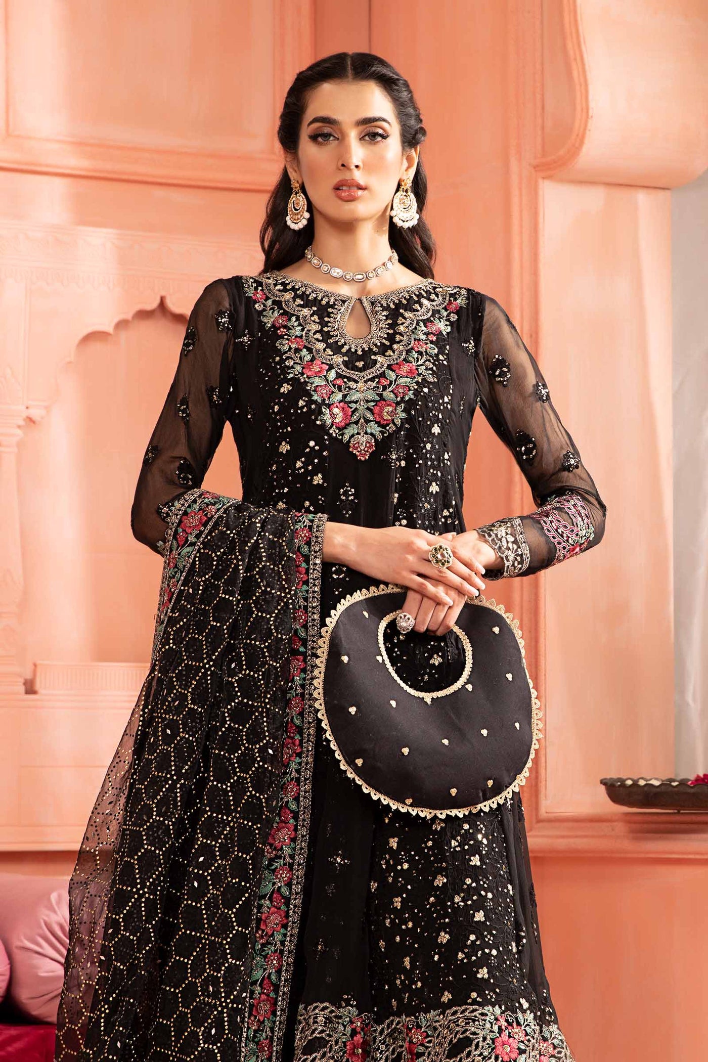 3 Piece Embroidered Bamber Chiffon Suit | SF-PF24-01