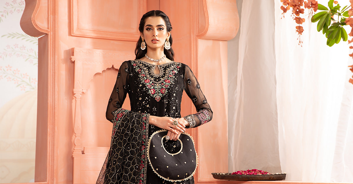 3 Piece Embroidered Bamber Chiffon Suit | SF-PF24-01