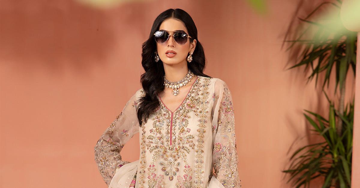 3 Piece Embellished Organza Suit