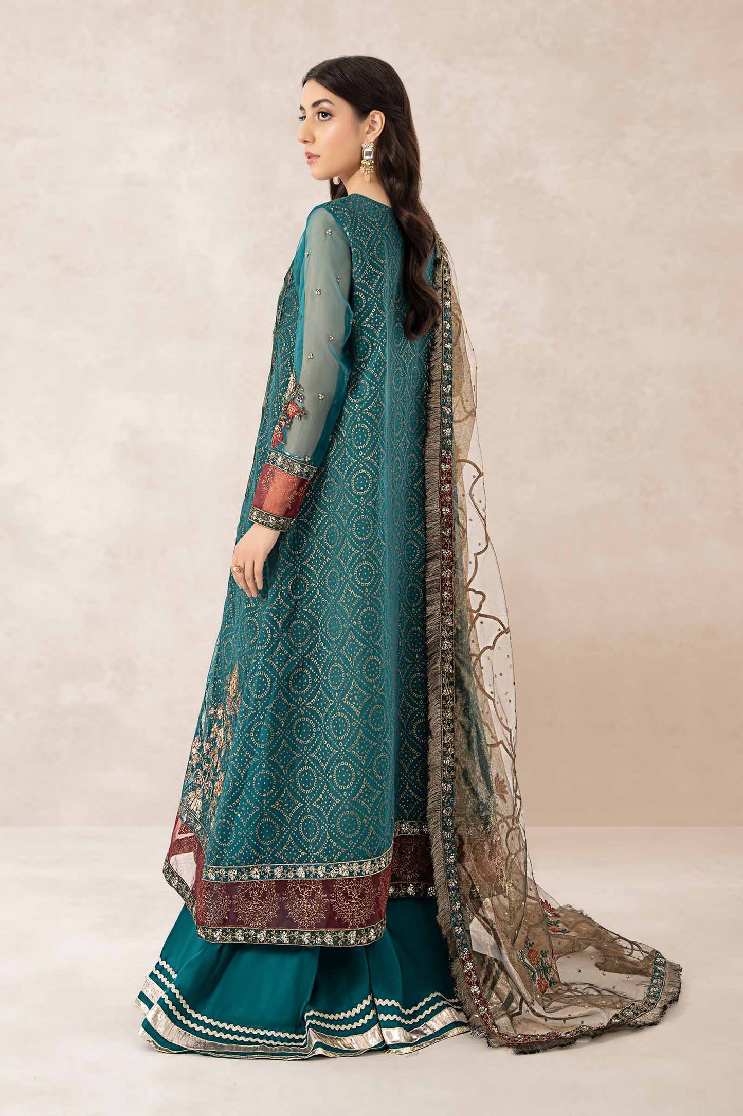 3 Piece Printed Organza Suit
