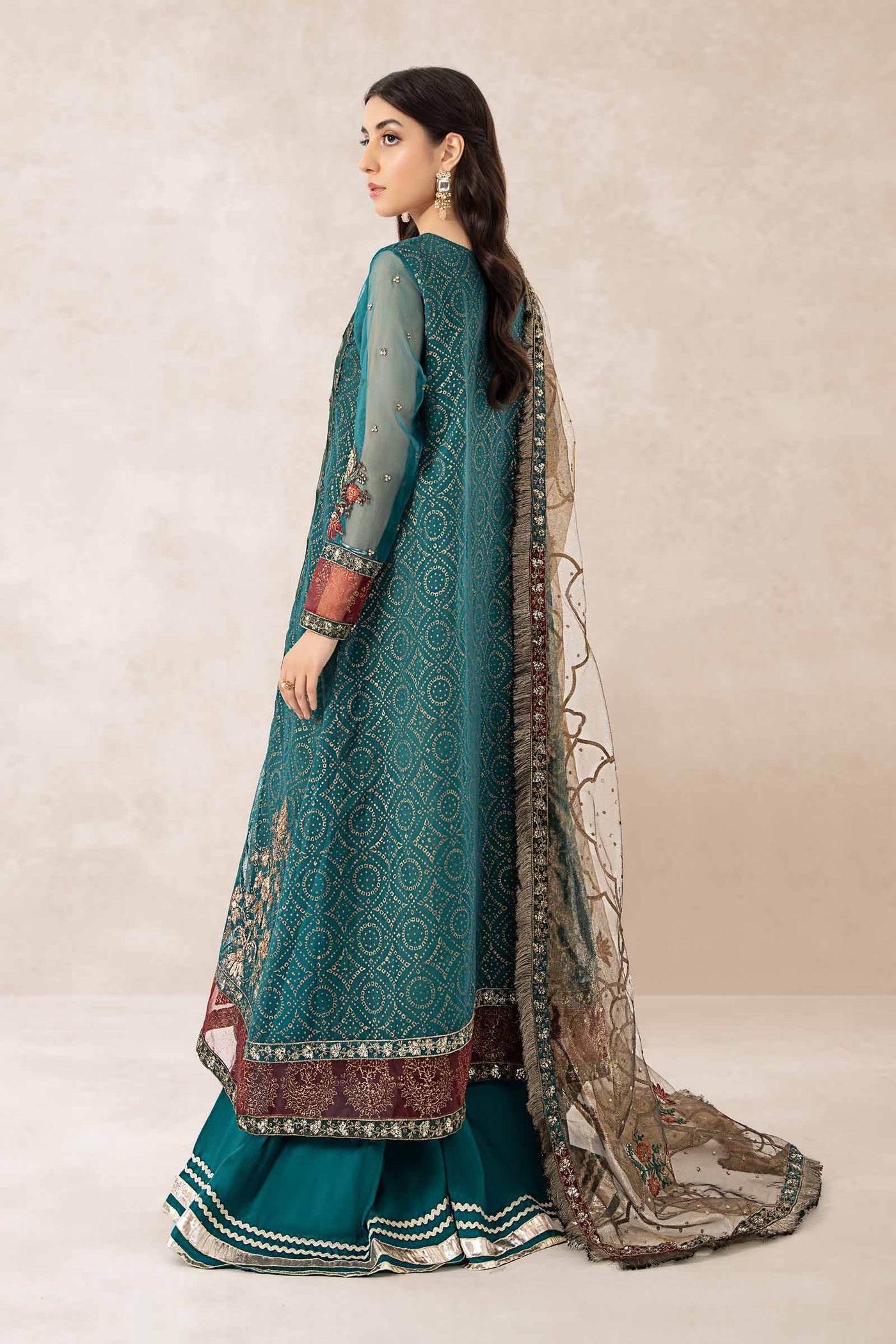 3 Piece Printed Organza Suit