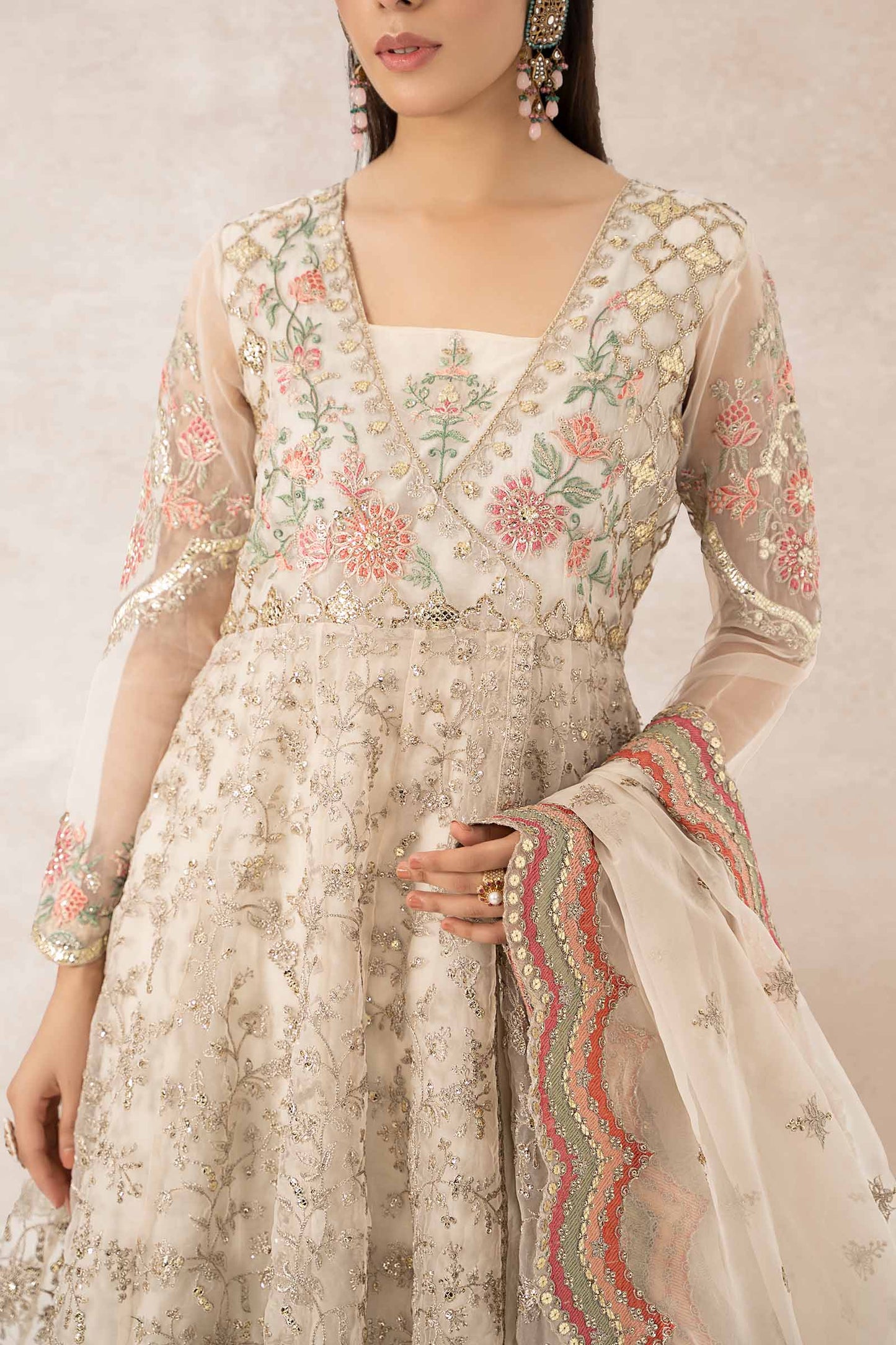 3 Piece Embroidered Organza Suit