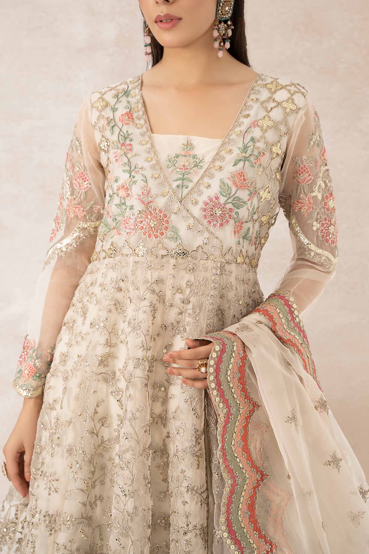 3 Piece Embroidered Organza Suit