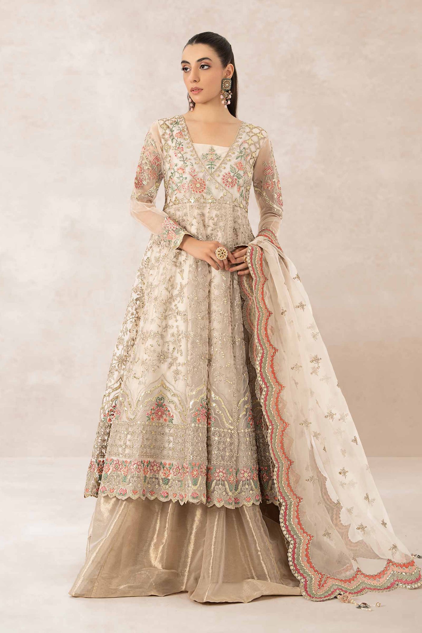 3 Piece Embroidered Organza Suit