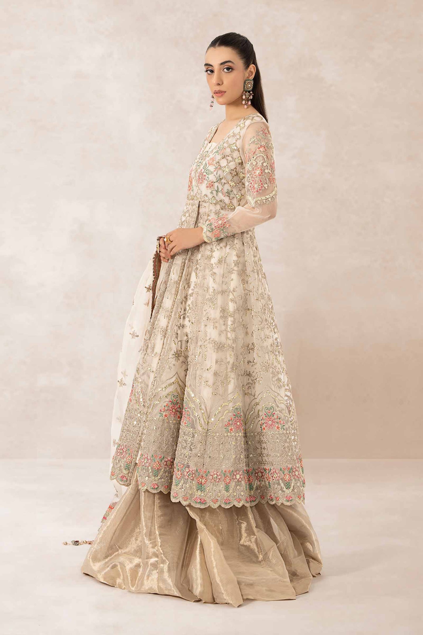 3 Piece Embroidered Organza Suit