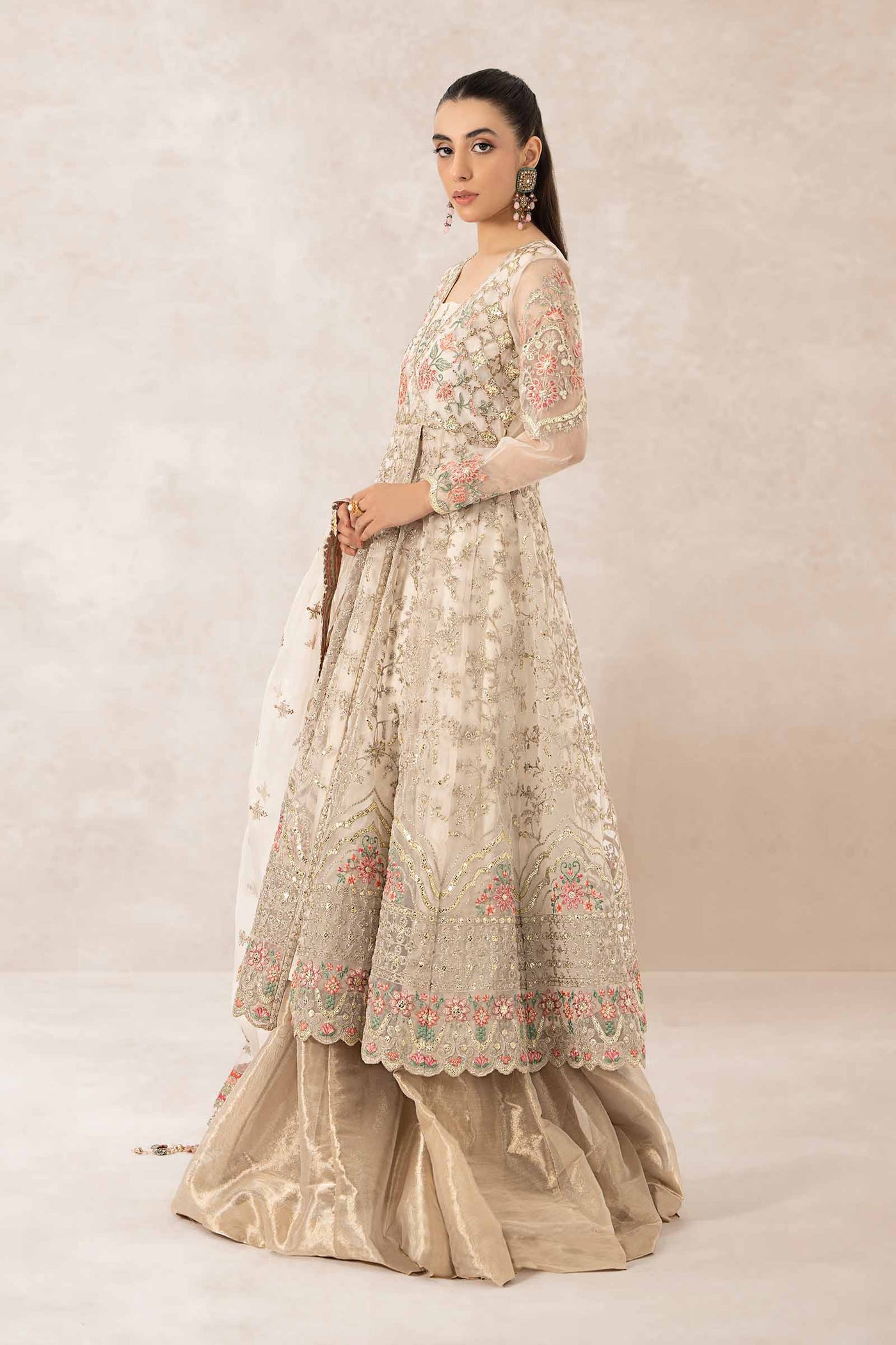 3 Piece Embroidered Organza Suit