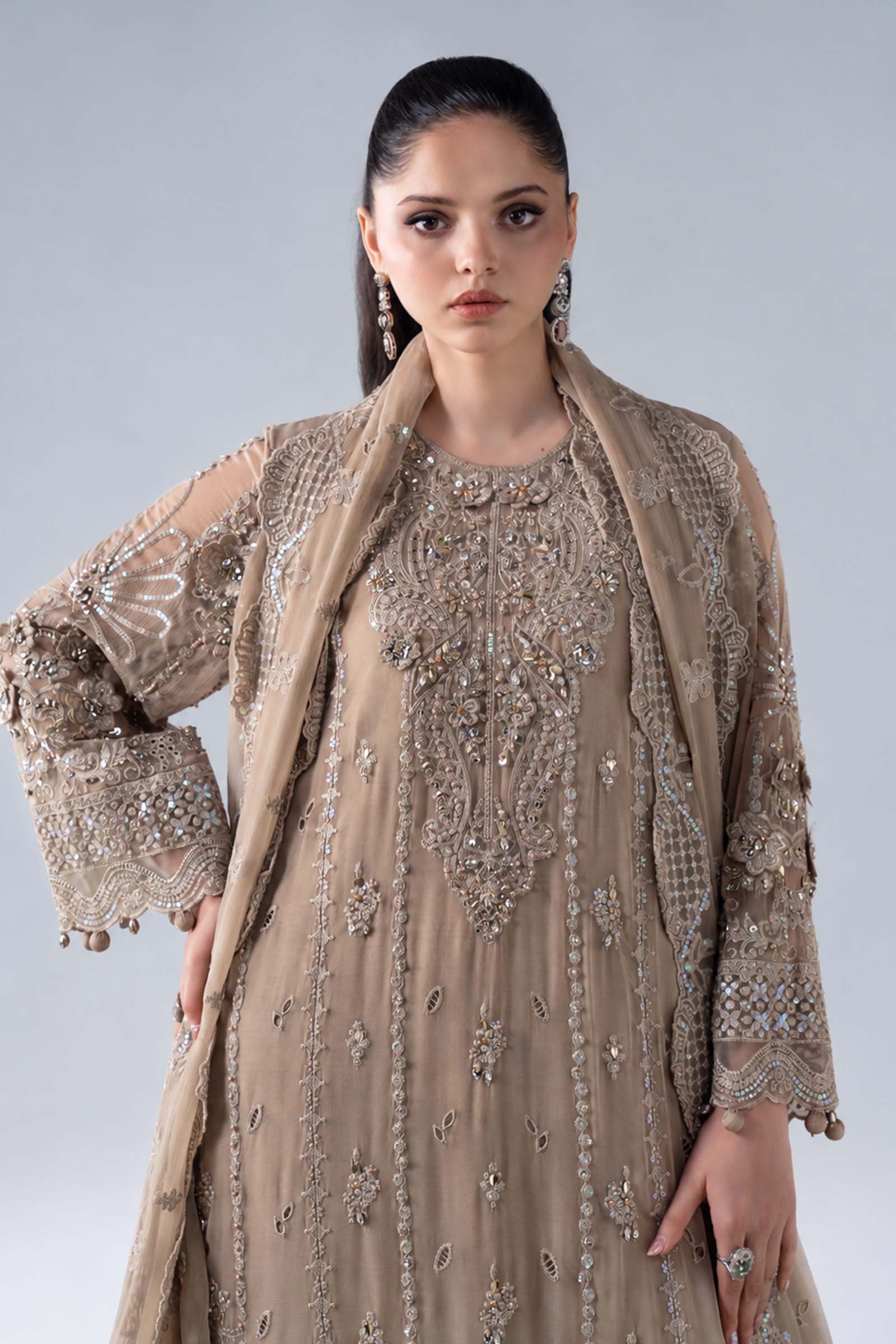 3 Piece Embroidered Chiffon Suit