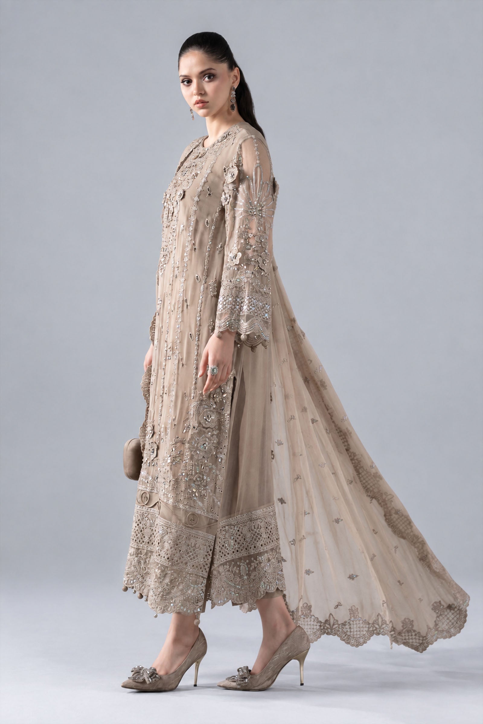 3 Piece Embroidered Chiffon Suit
