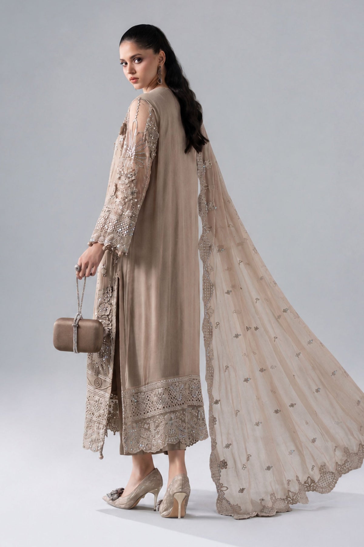 3 Piece Embroidered Chiffon Suit
