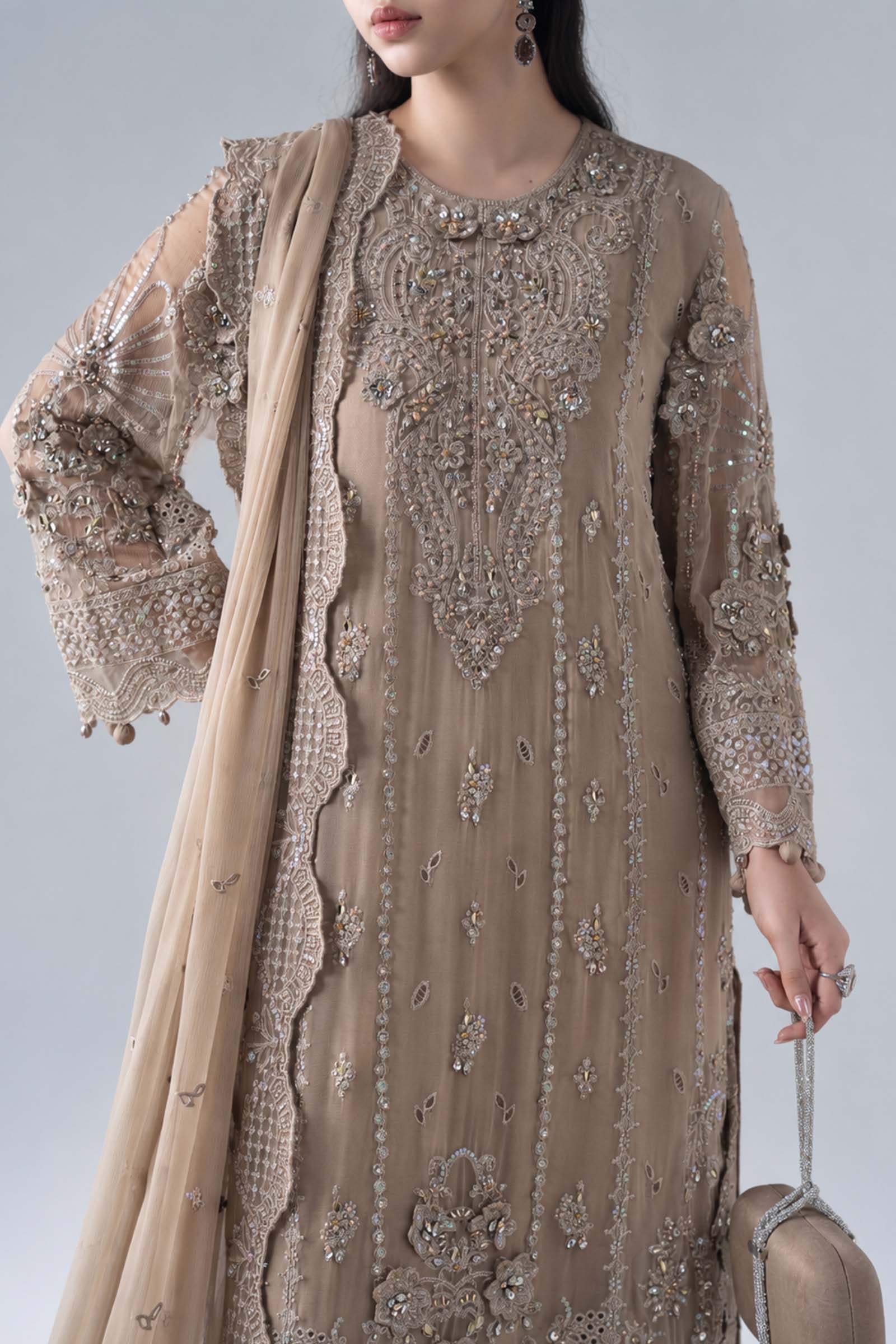 3 Piece Embroidered Chiffon Suit