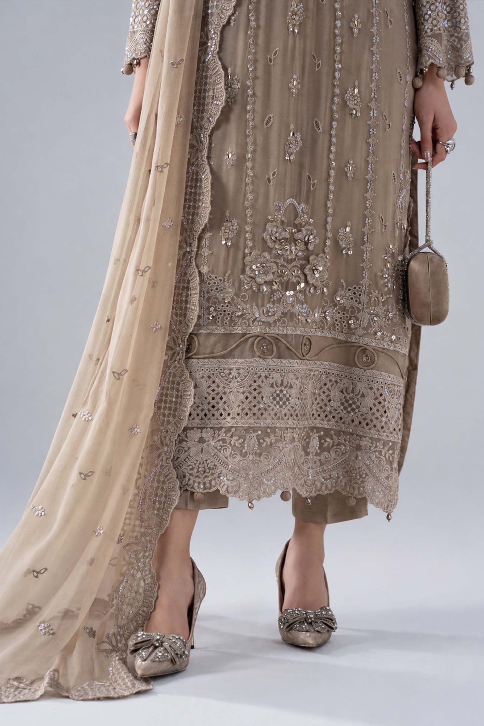 3 Piece Embroidered Chiffon Suit
