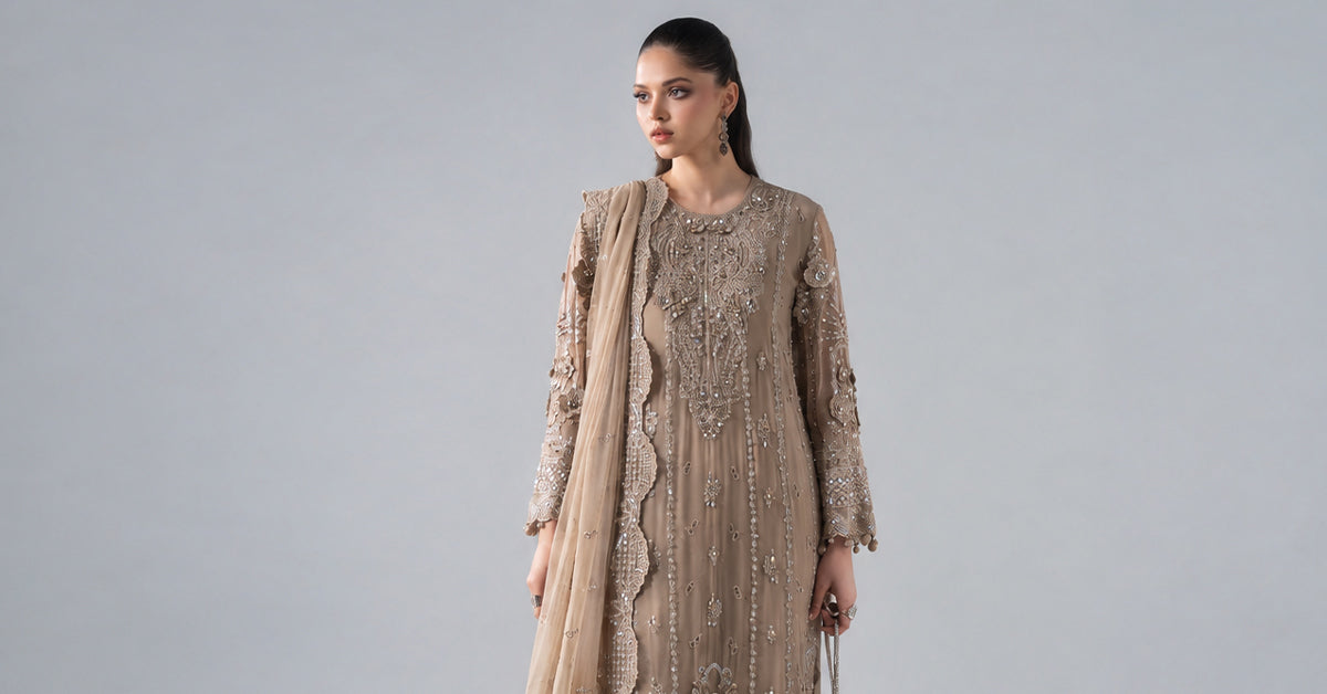 3 Piece Embroidered Chiffon Suit